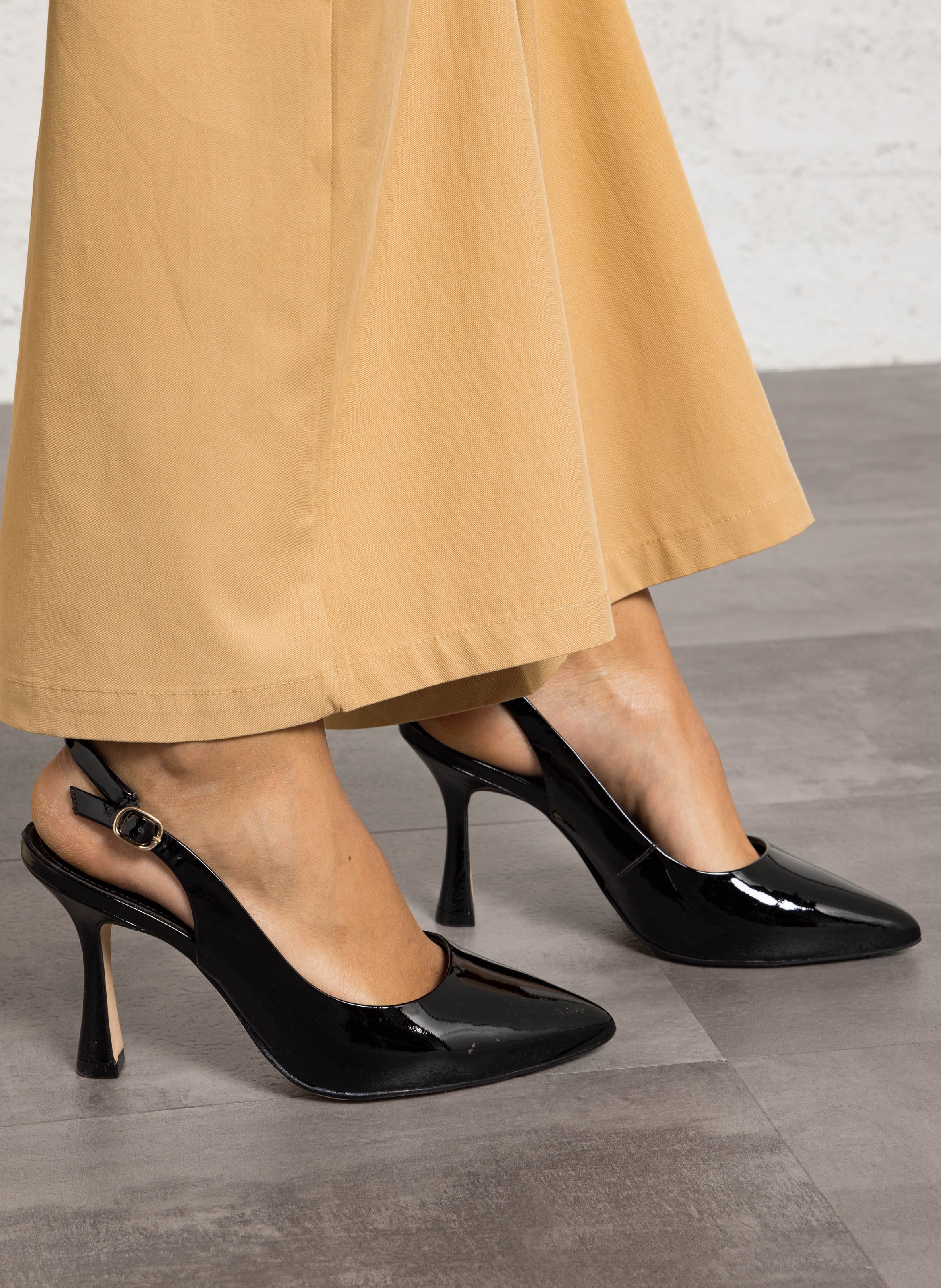 Lakleren mocassins met open achterkant COSMOPARIS Zwart