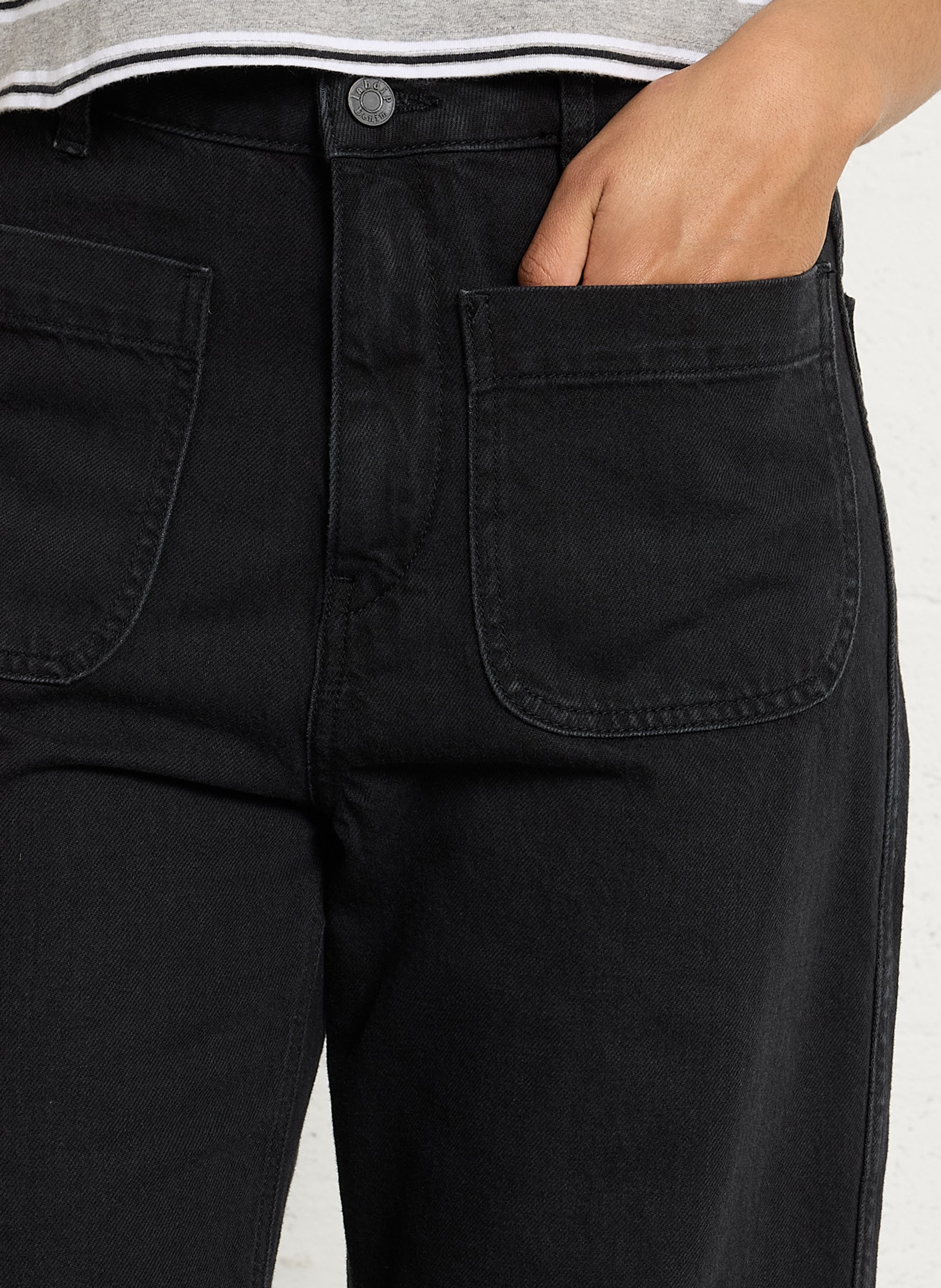 High-rise straight cotton jeans Grey