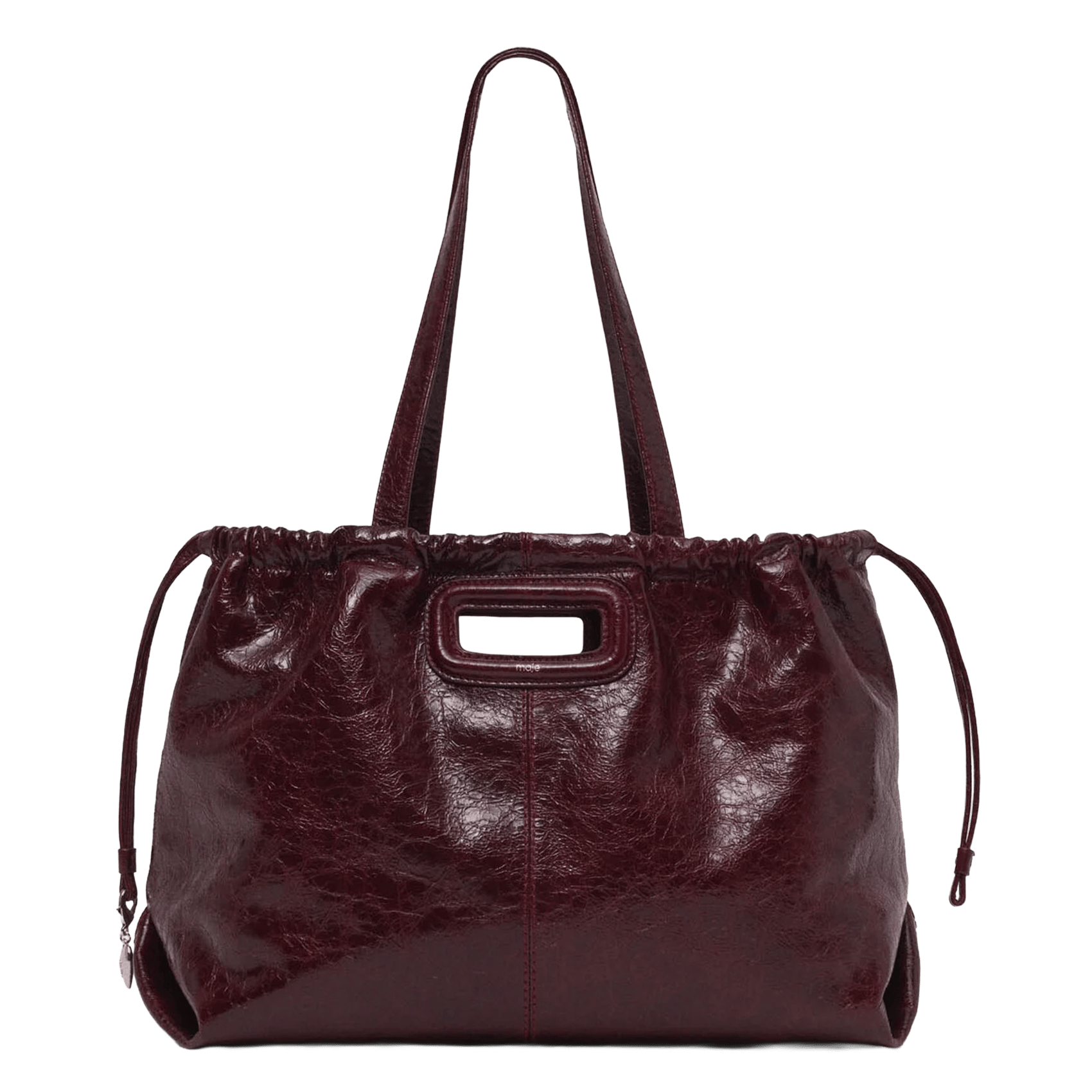 Sac porté épaule en cuir MAJE Rouge