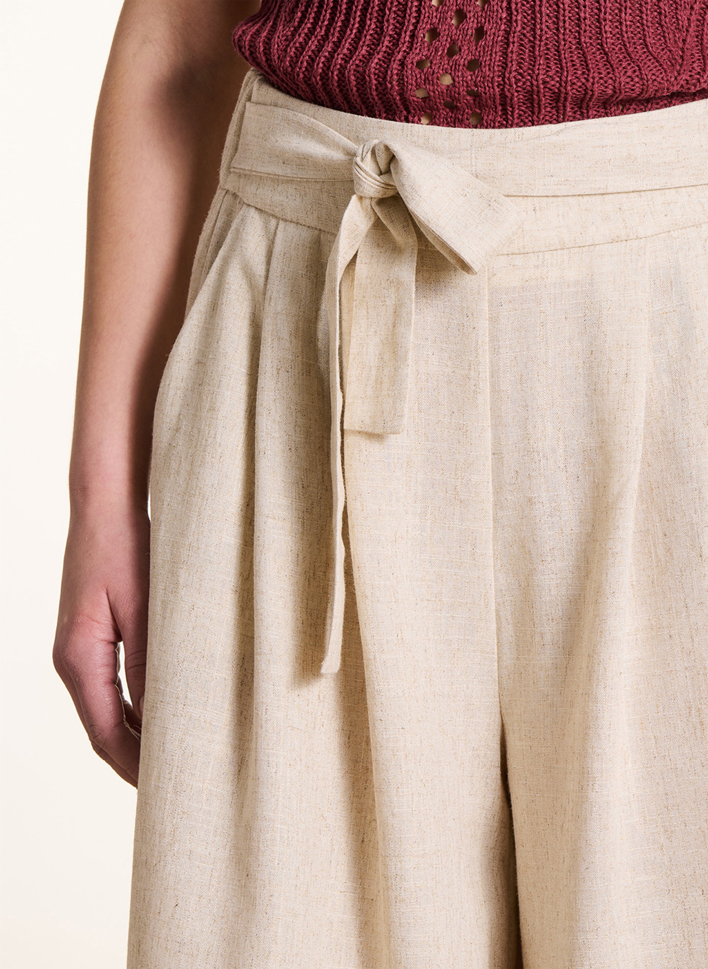 Pantacourt large taille haute LA FEE MARABOUTEE Beige