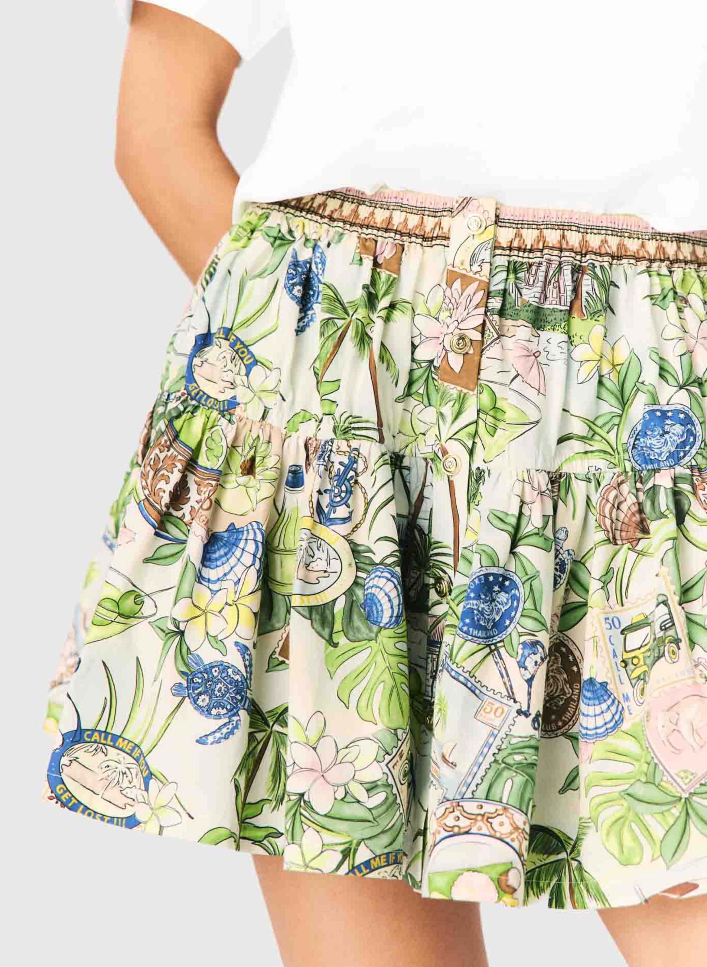 Jupe courte évasée en coton MAJE Multicolore