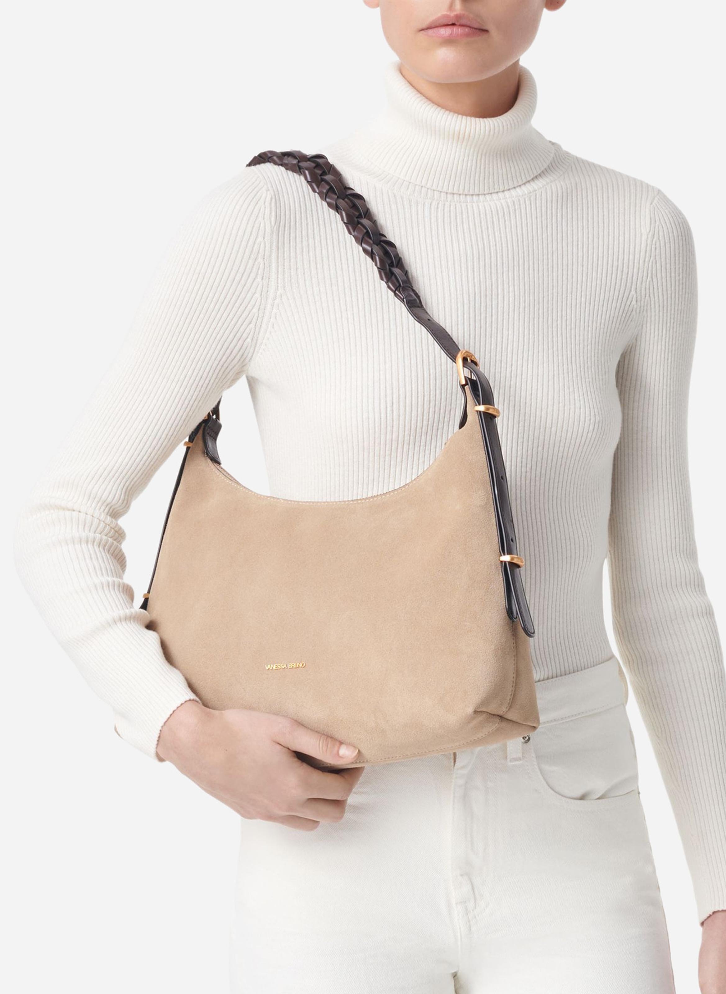 Buideltas van getextureerd leer met veters VANESSA BRUNO Beige