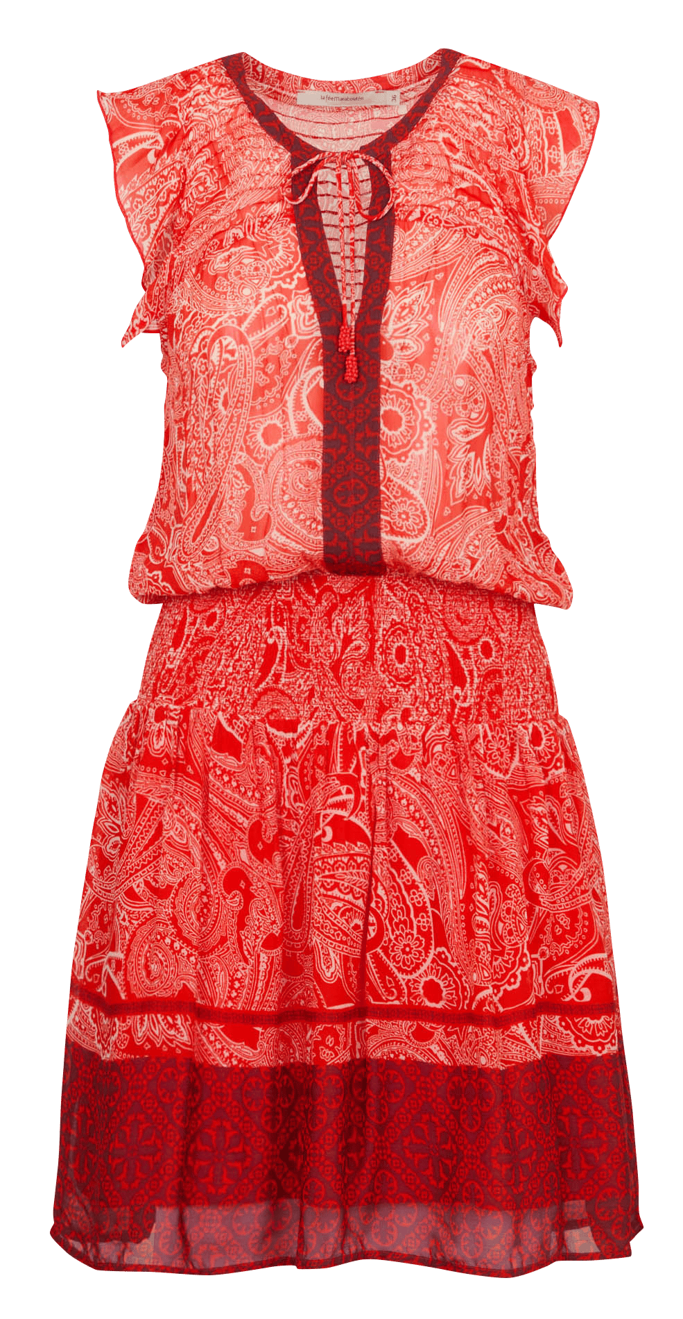 Korte jurk met V-hals LA FEE MARABOUTEE Orange