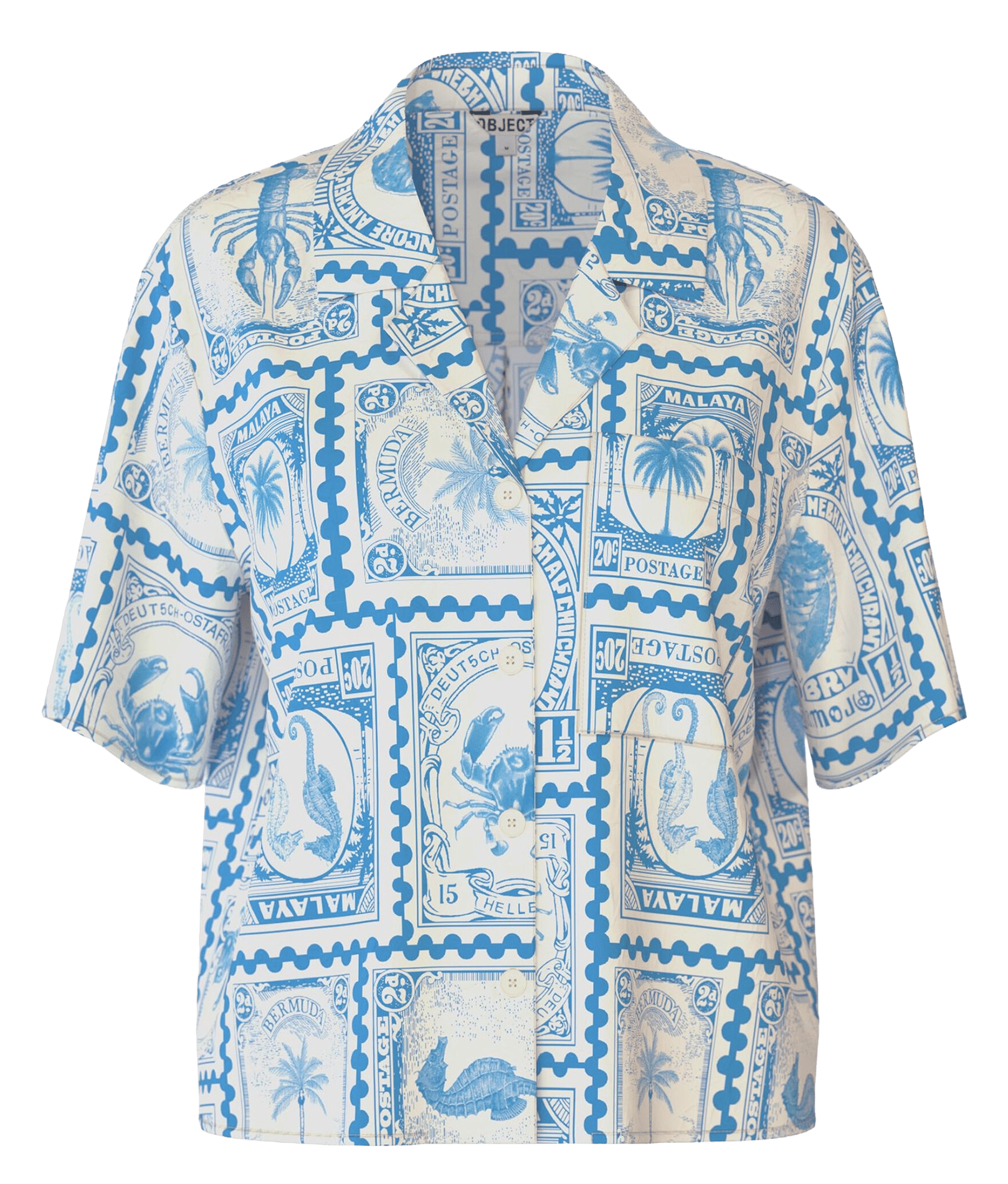 Rechte blouse met print OBJECT Beige