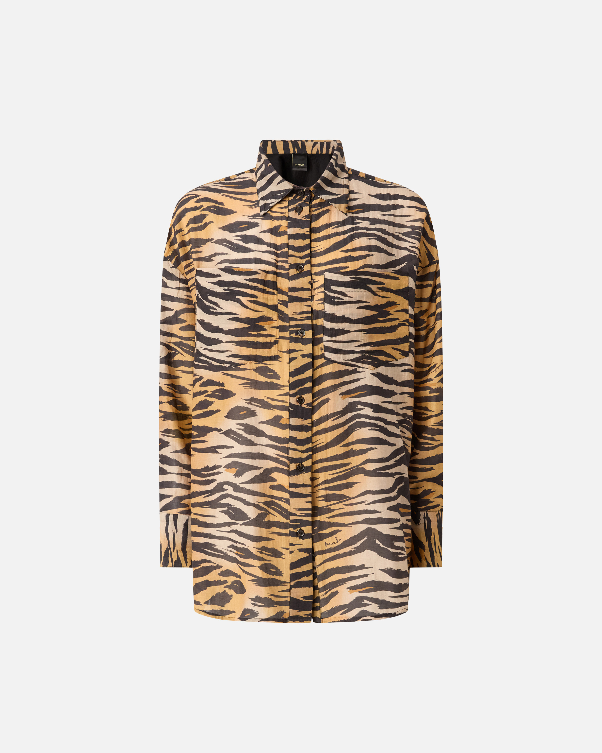 Chemise oversize en voile de coton et soie à imprimé animalier PINKO Multicolore
