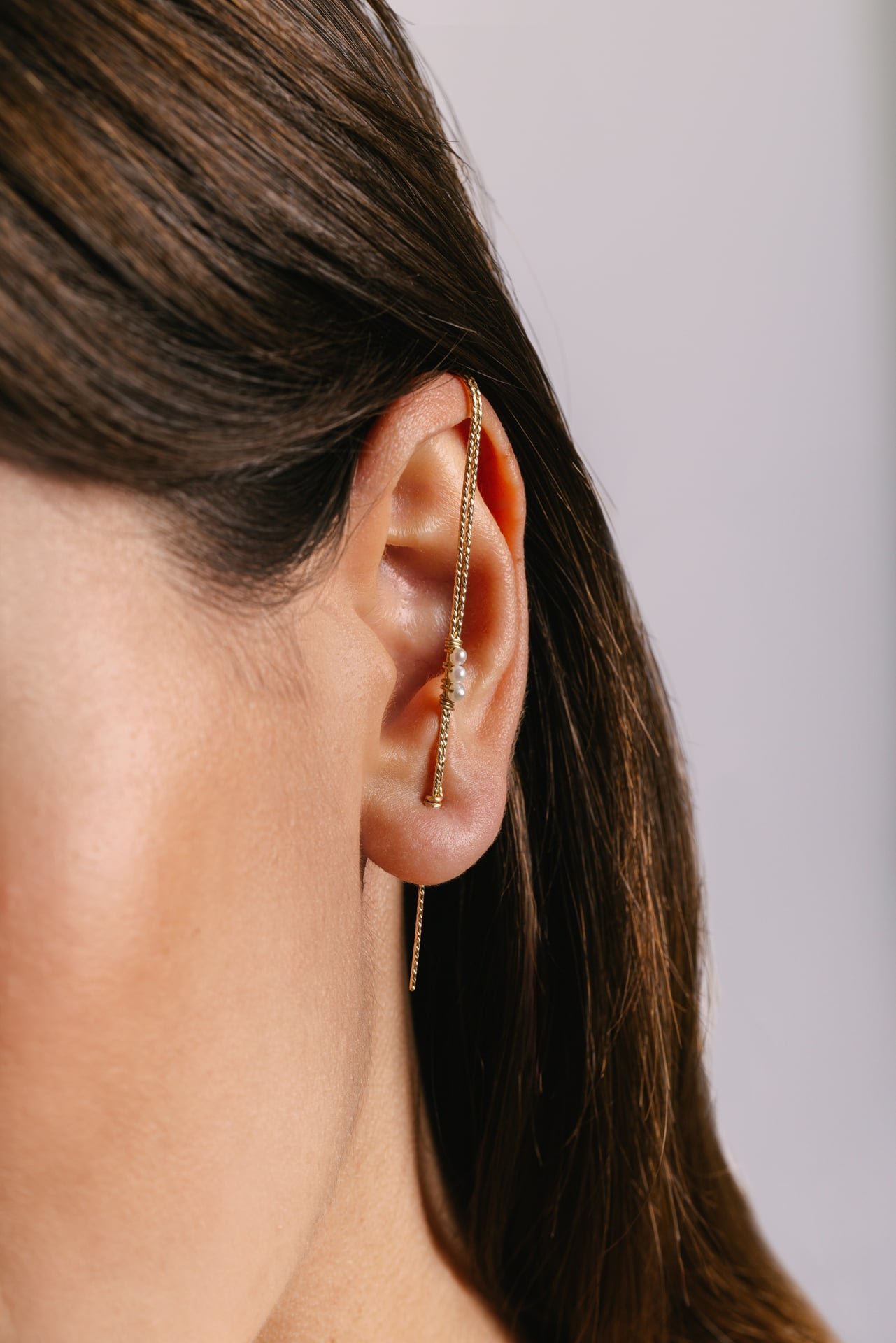 Bijou d'oreille traversant perle YAY White