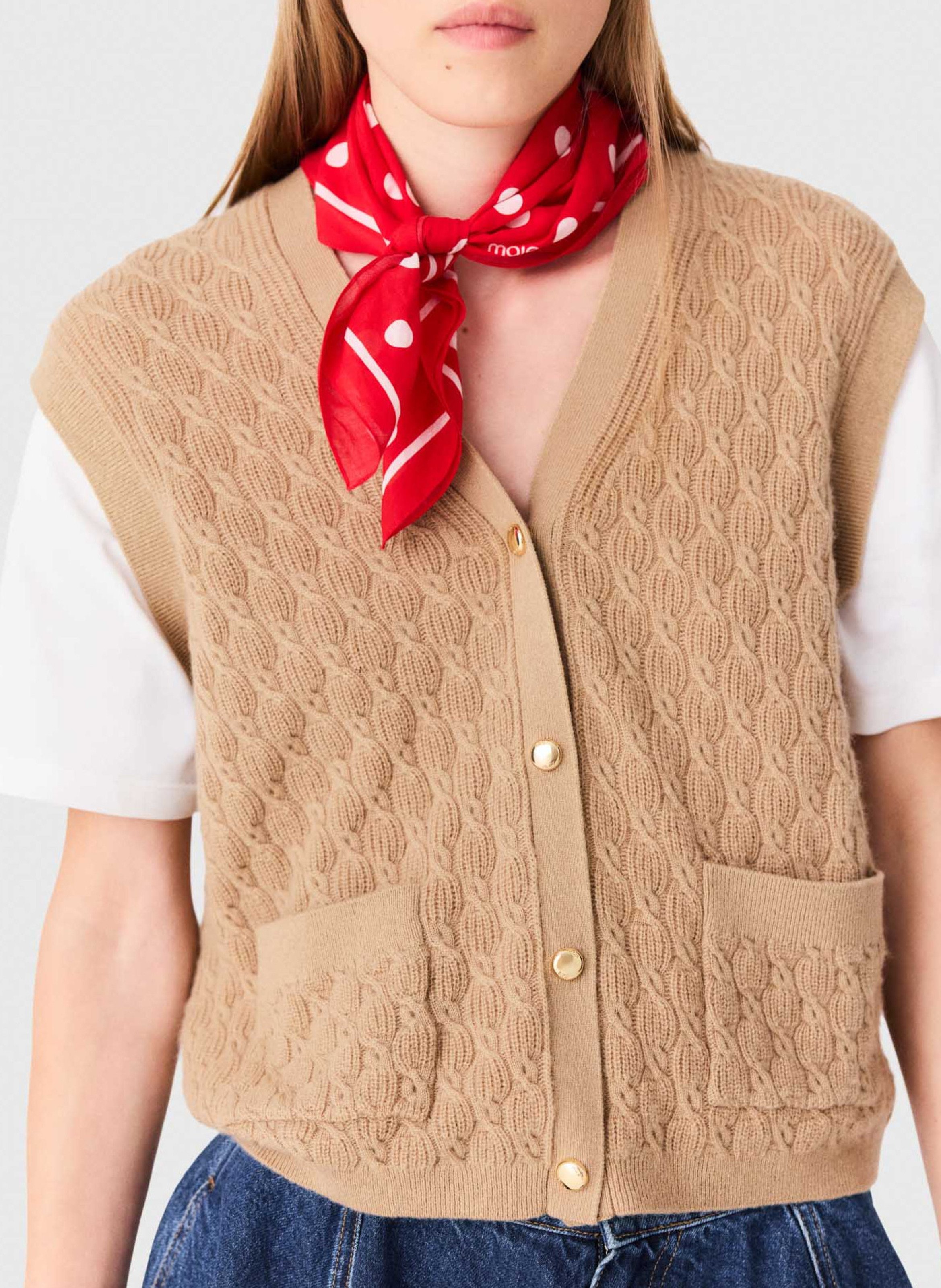 Gilet droit droit en laine et cachemire mélangé MAJE Beige