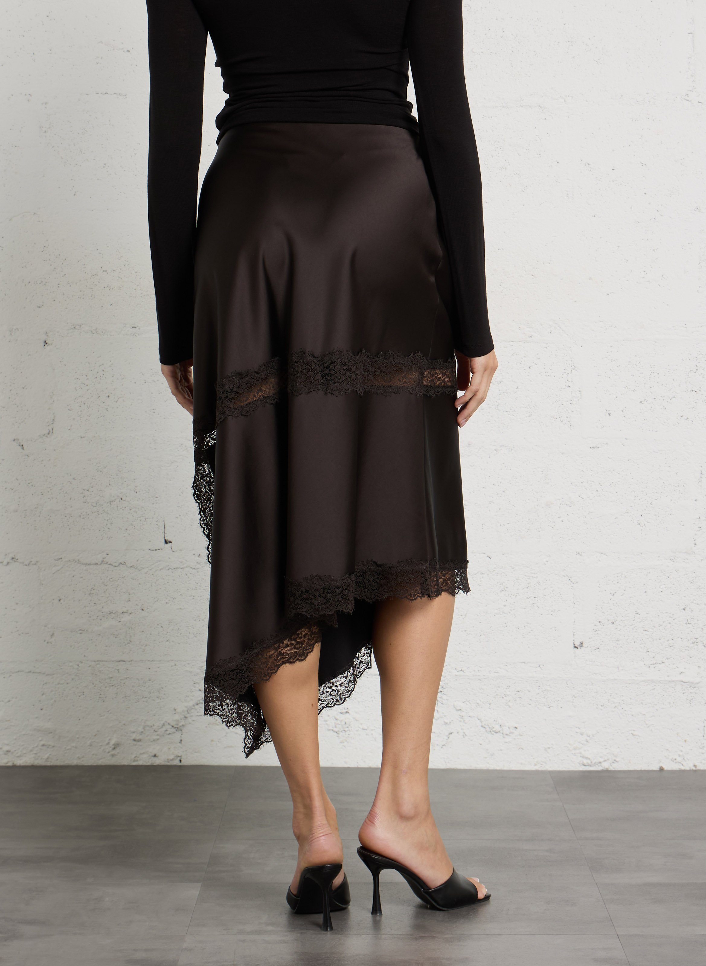 Asymmetrischer Midirock mit Spitze IMPERIAL Braun