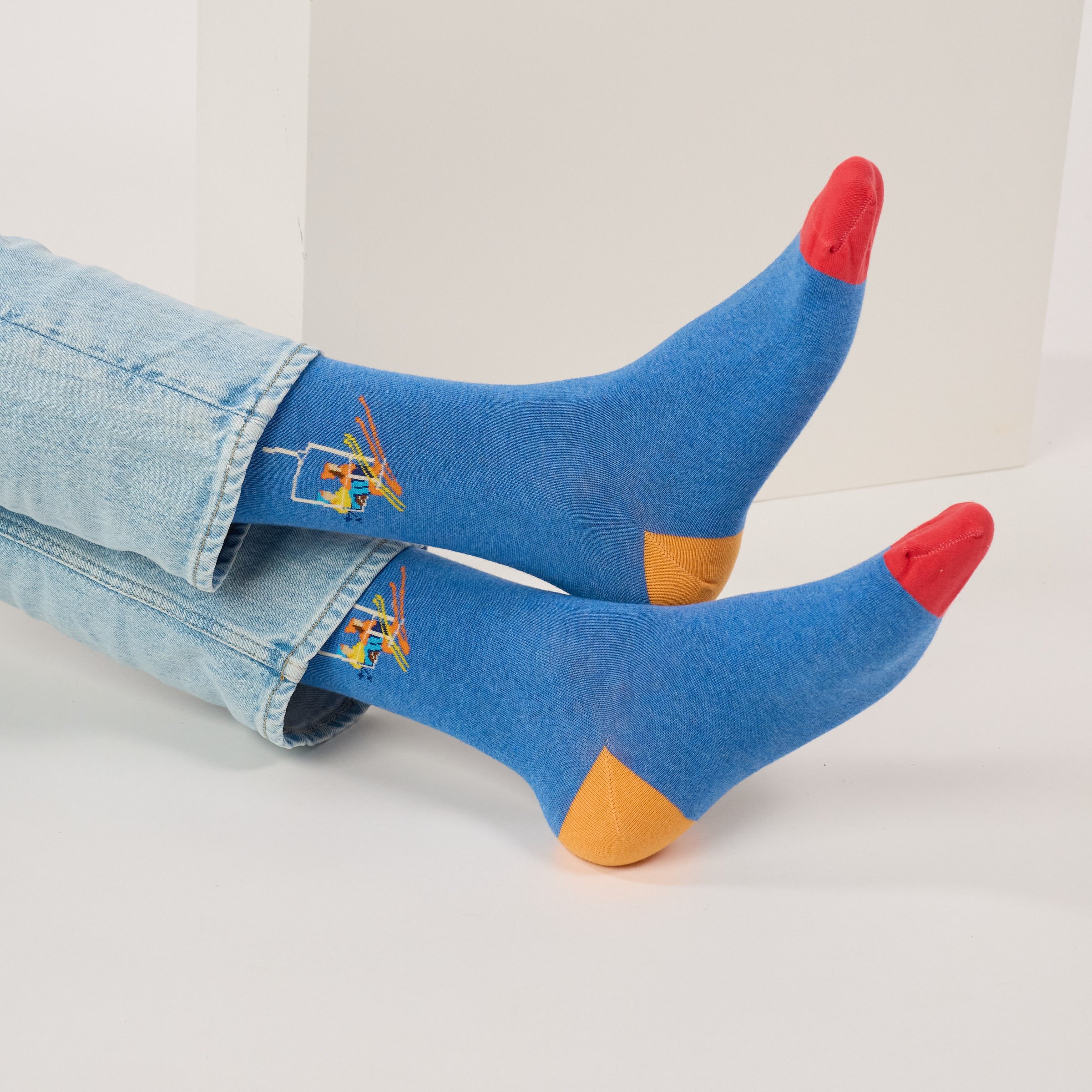 Combed Cotton Socks with Patterns BILLYBELT Blue
