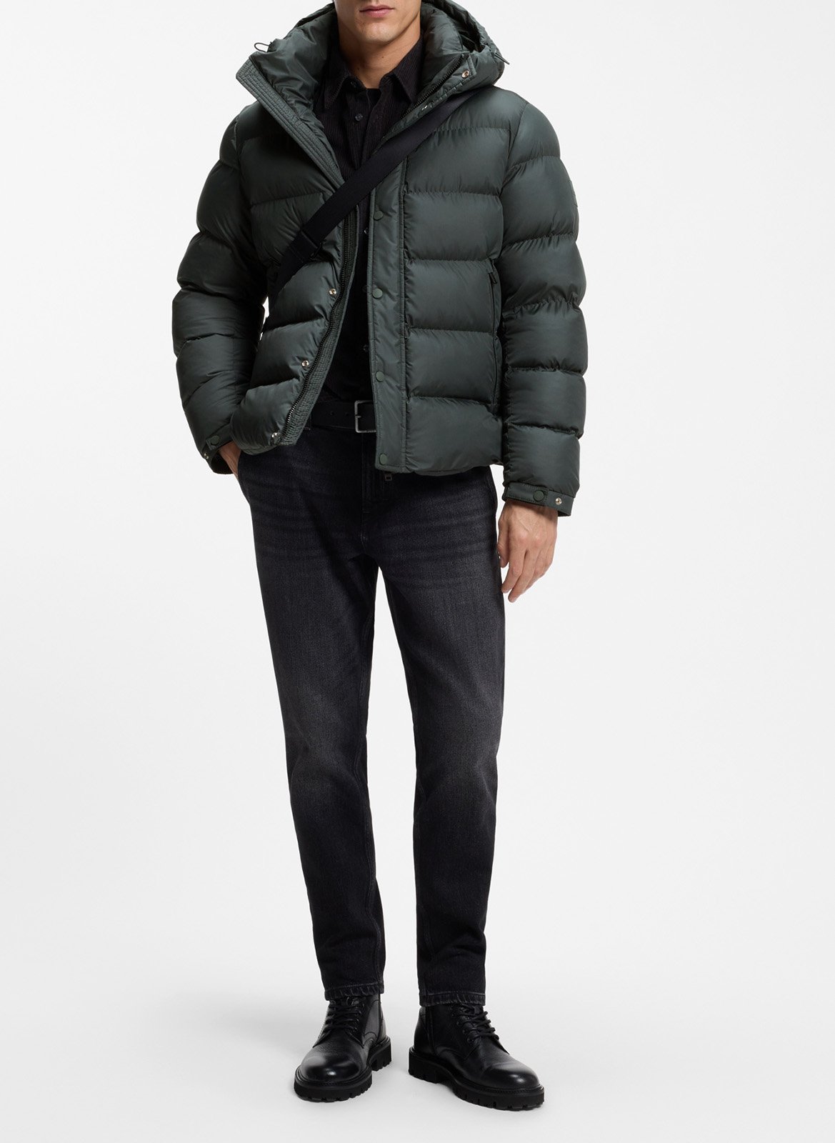 High-neck padded jacket BOSS Khaki