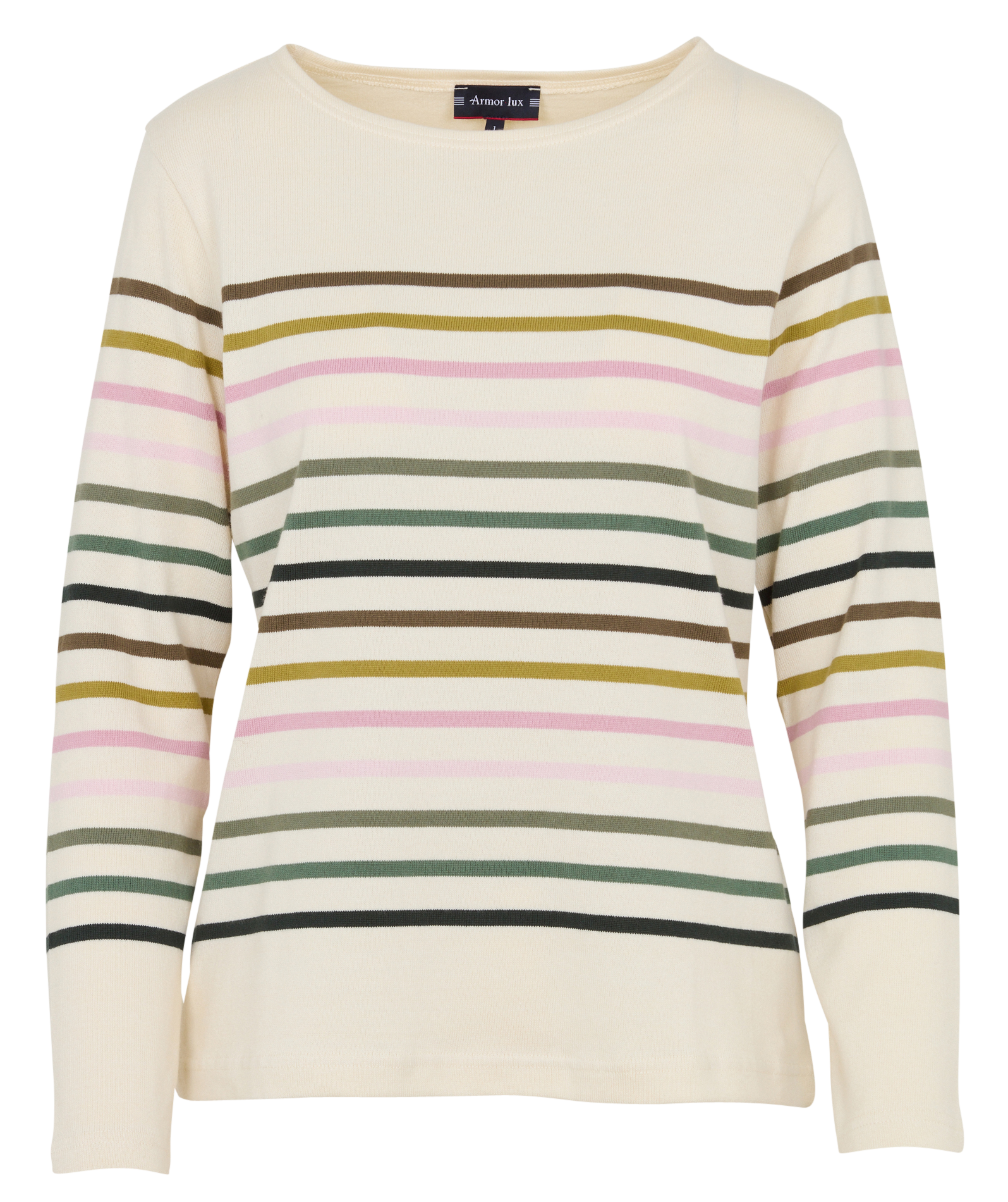 Gestreepte, katoenen trui met ronde hals ARMOR LUX Beige