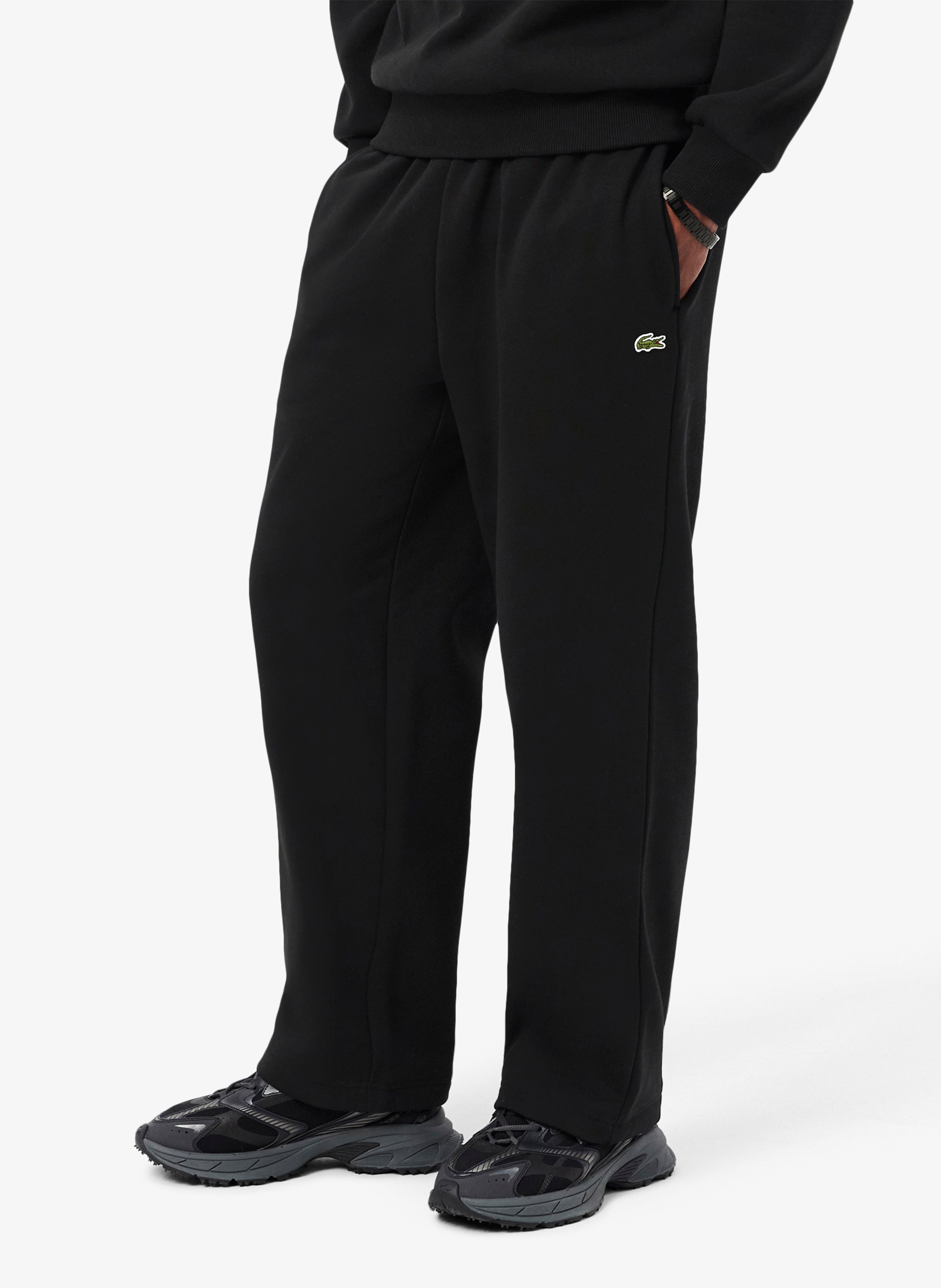 Straight cotton track pants LACOSTE Black