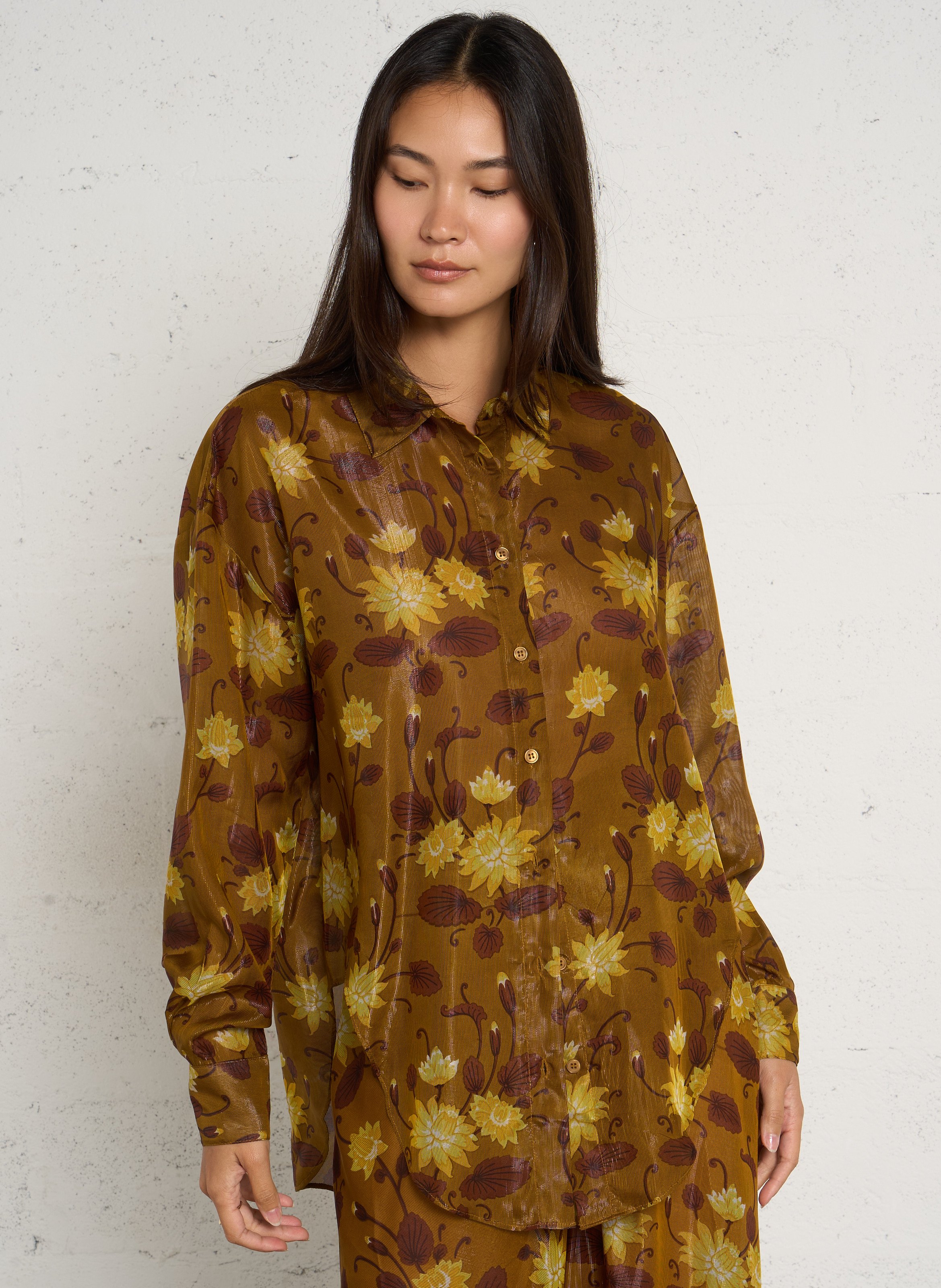 Chemise ample motif fleur  MES DEMOISELLES Orange