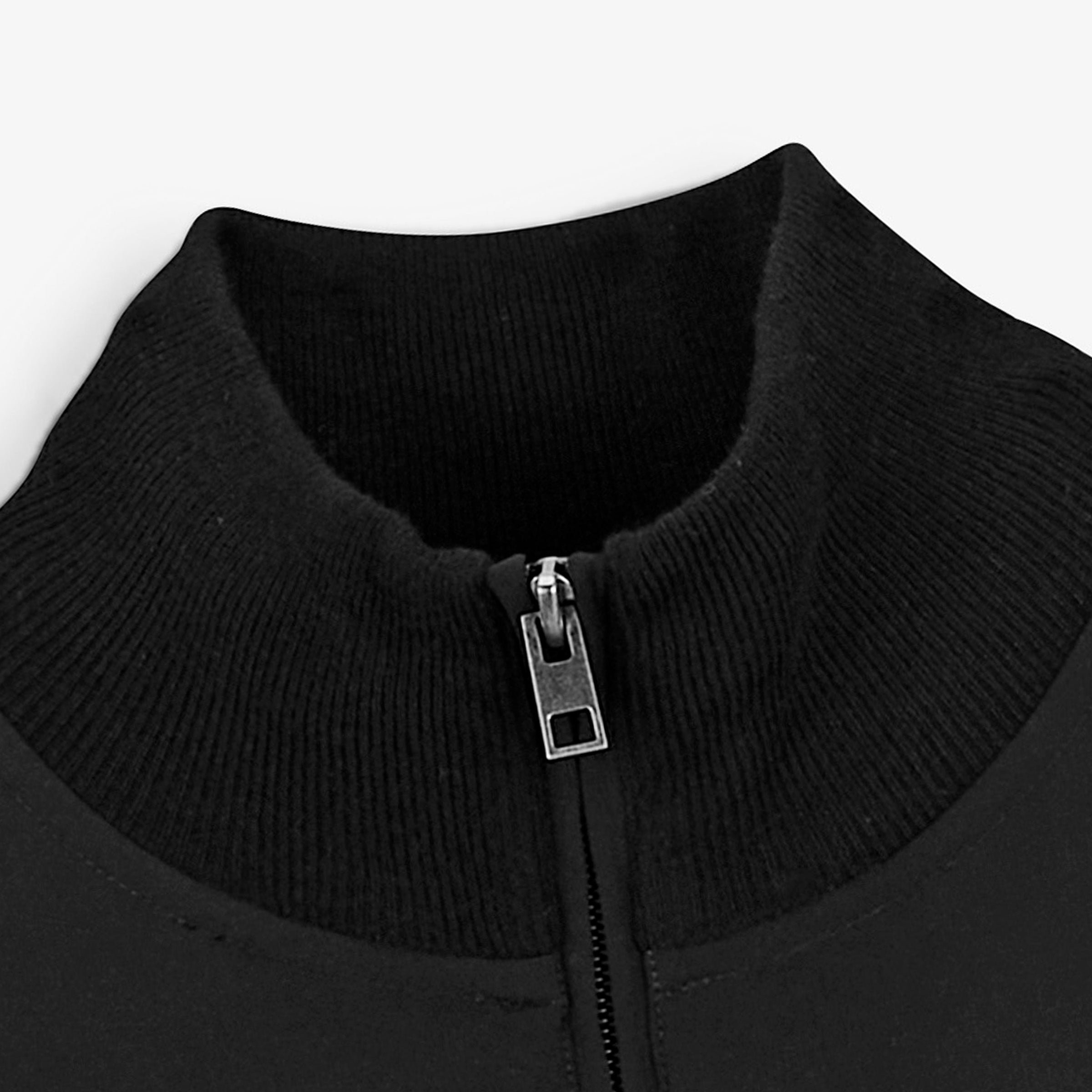 Black two-tone zip-up MELTON vest SERGE BLANCO Black