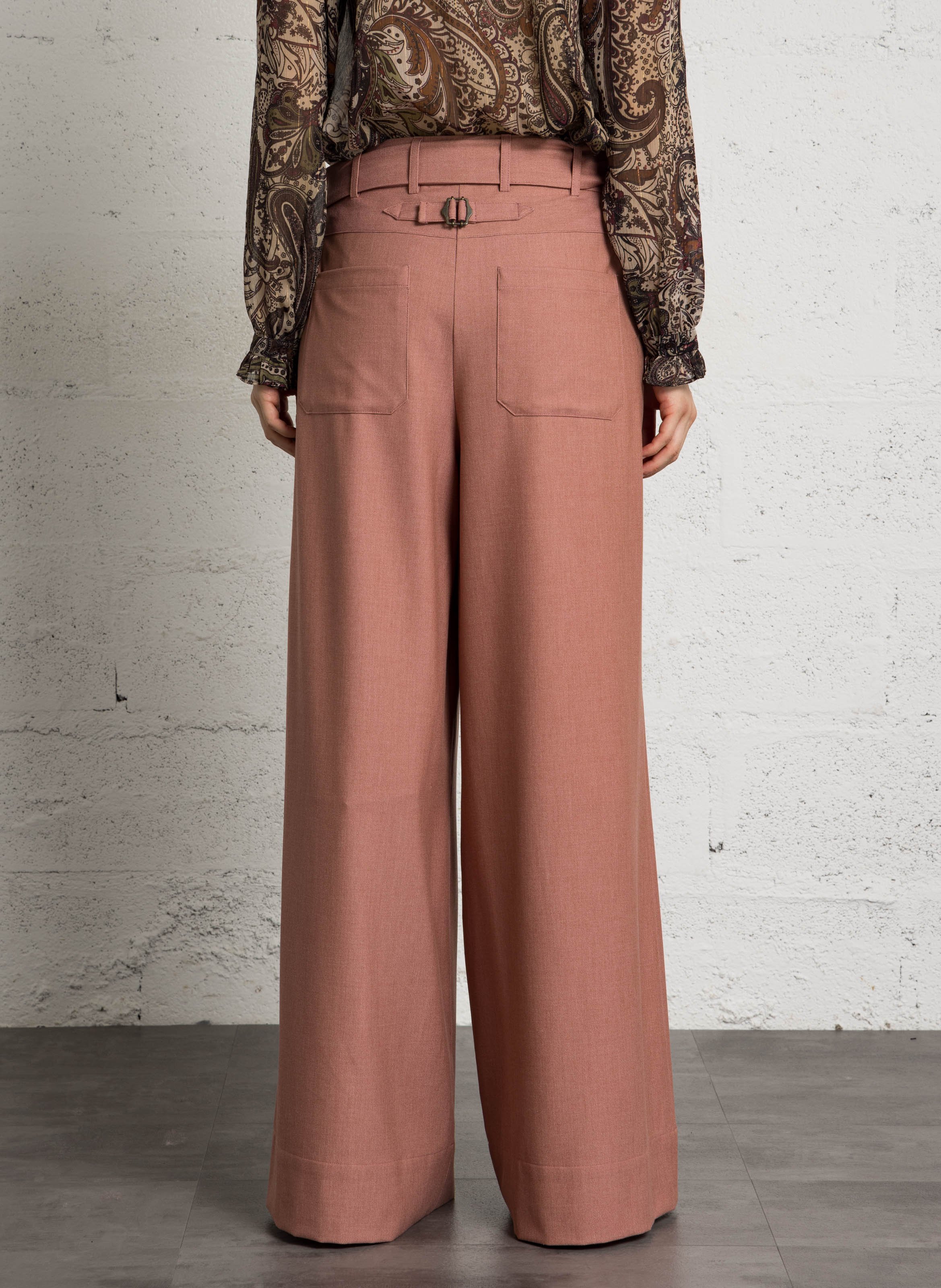 Fluid pleated pants with belt MAISON 123 Pink