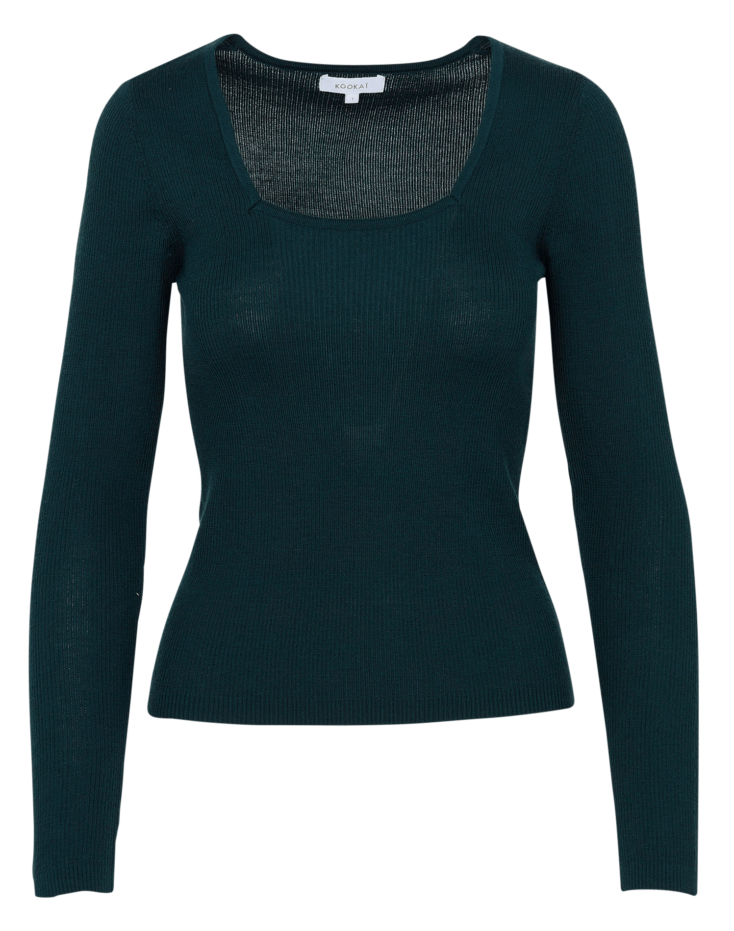 Pull ajustée encolure carré en laine mélangée KOOKAI Vert