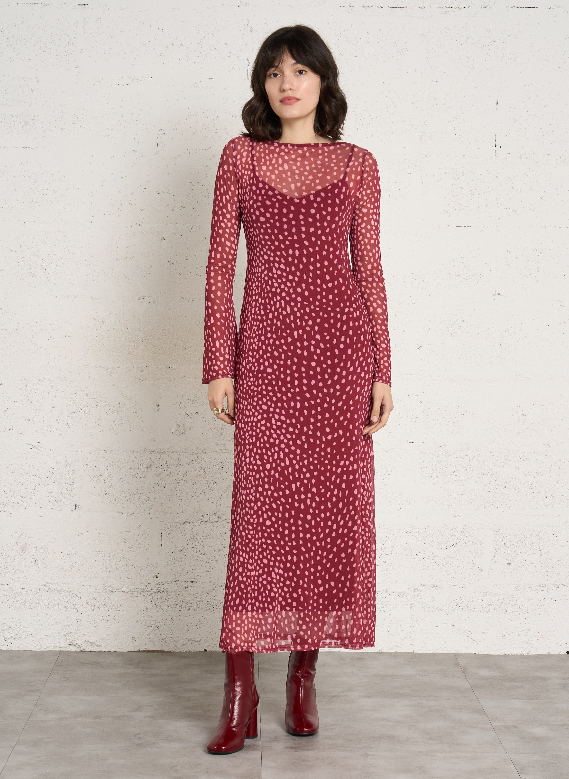 Robe longue col rond imprimée NEVER FULLY DRESSED Rouge