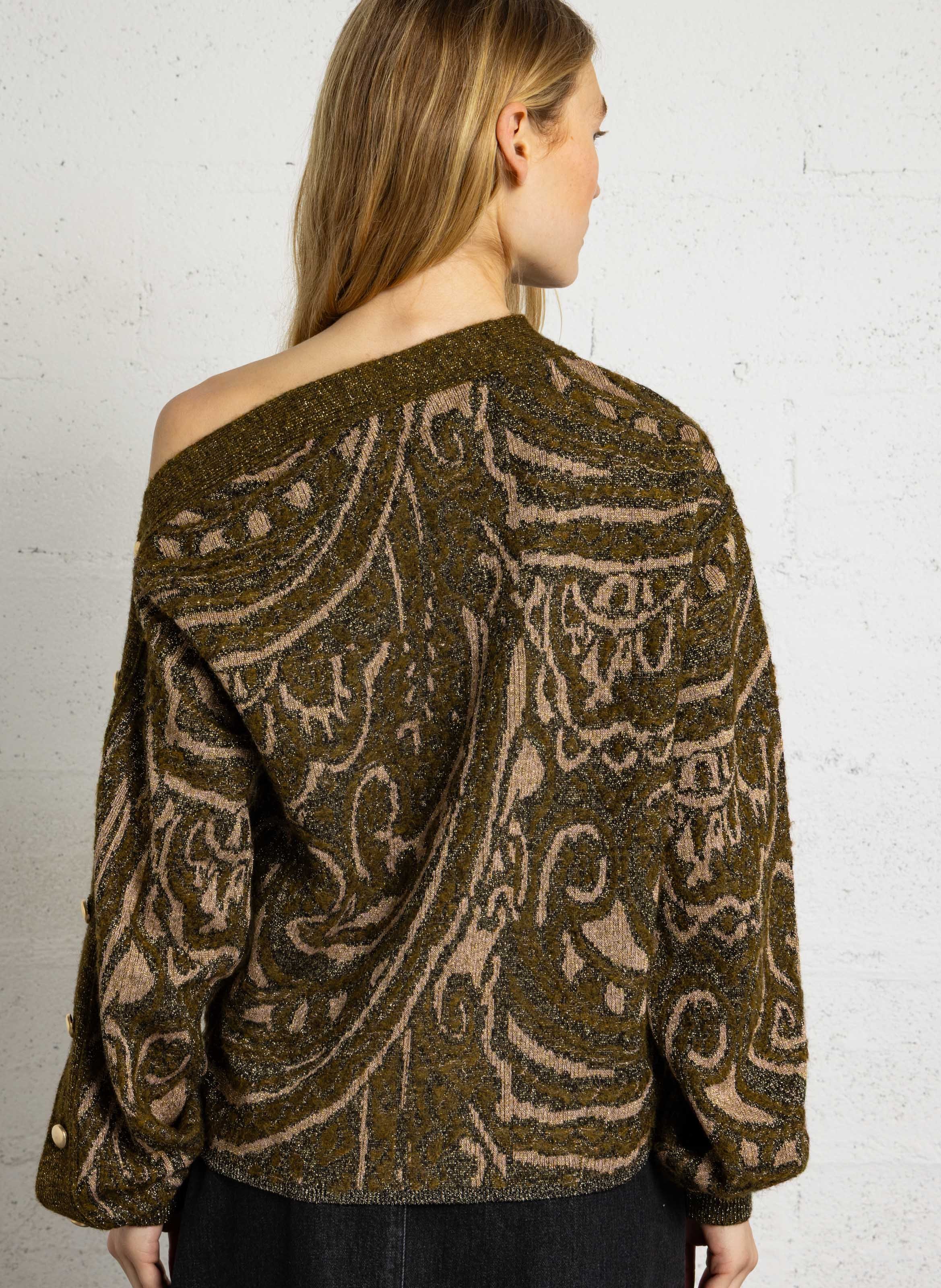 Glitzernder Grafikpullover MES DEMOISELLES Khaki