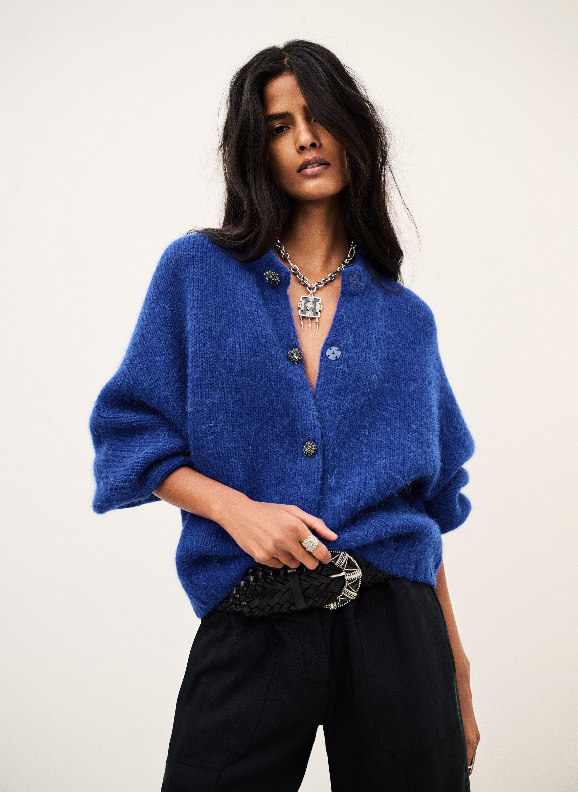 Straight wool-blend cardigan BA&SH Blue