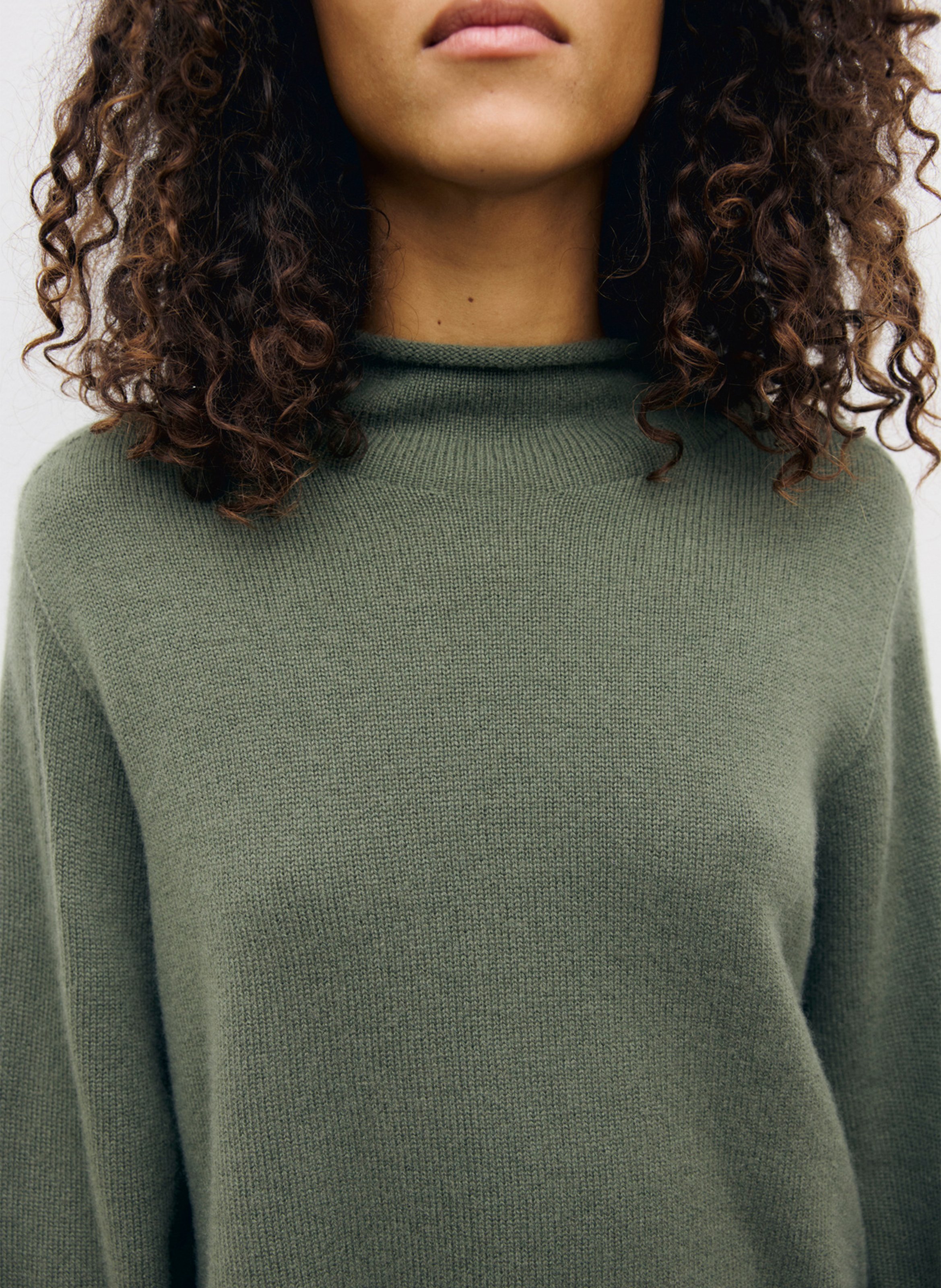 Plain cashmere stand collar sweater GERARD DAREL Khaki