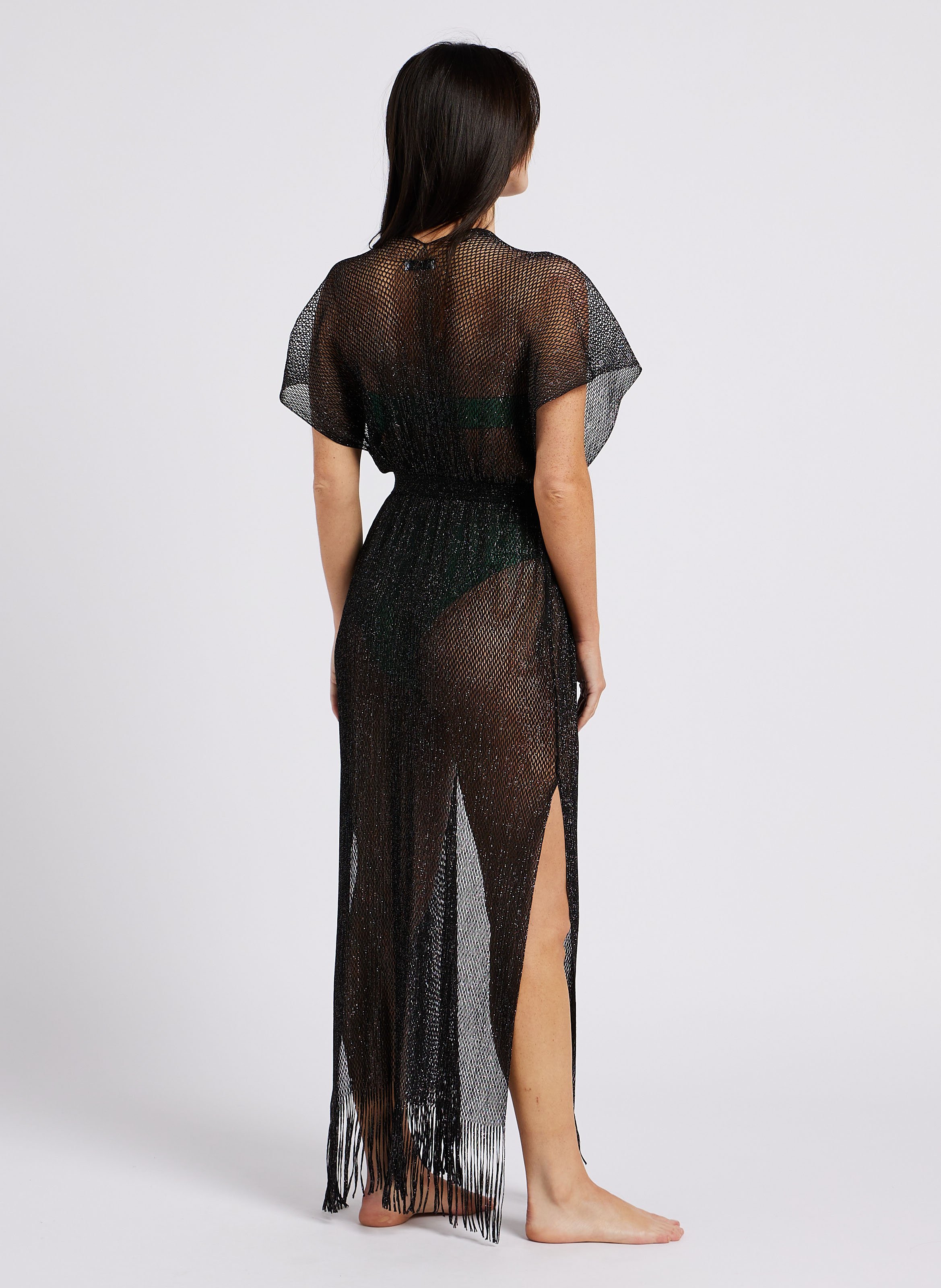 Strand kimono met pailletten BELIZA Zwart