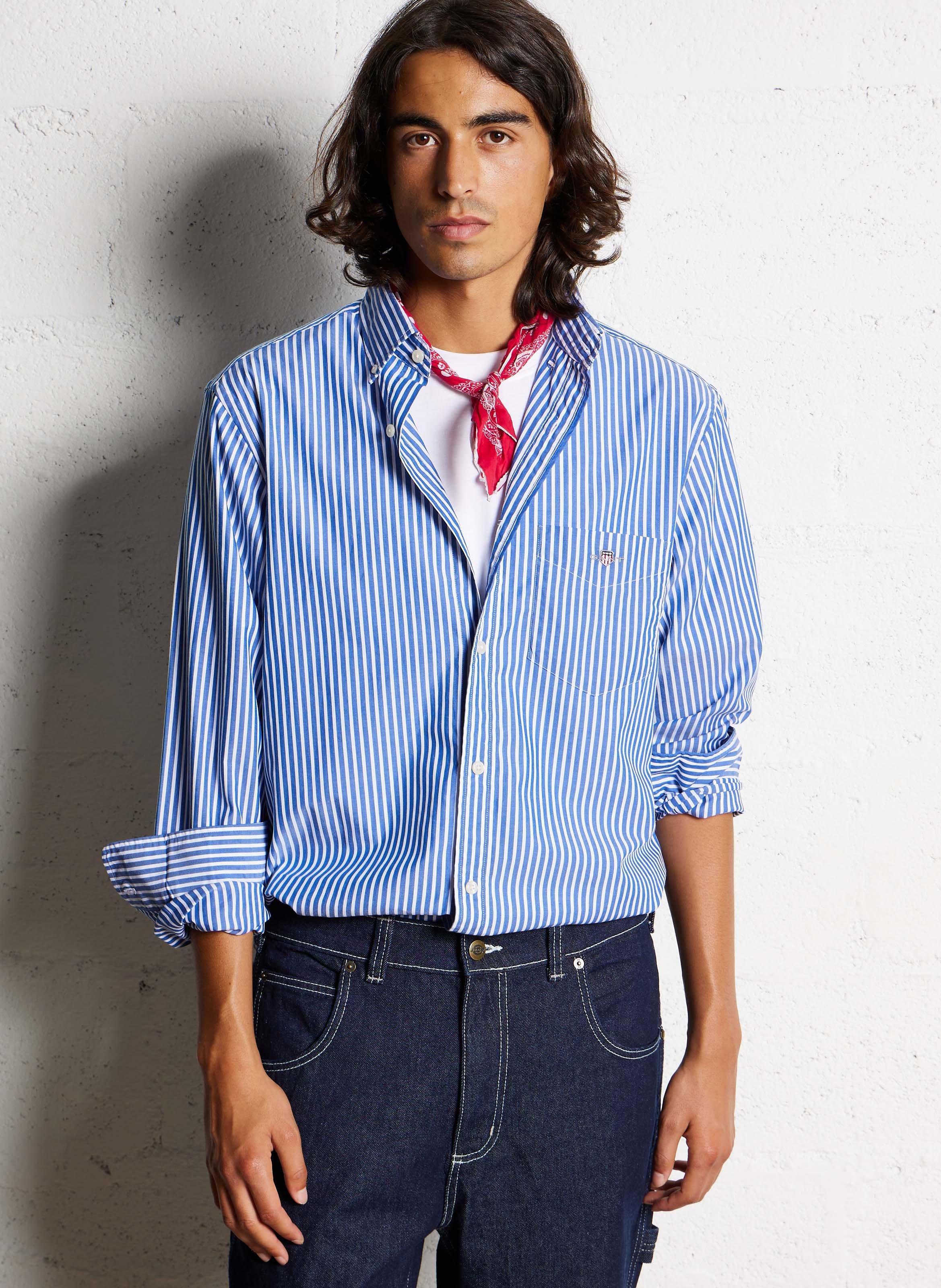 Regular-fit striped cotton shirt GANT Blue