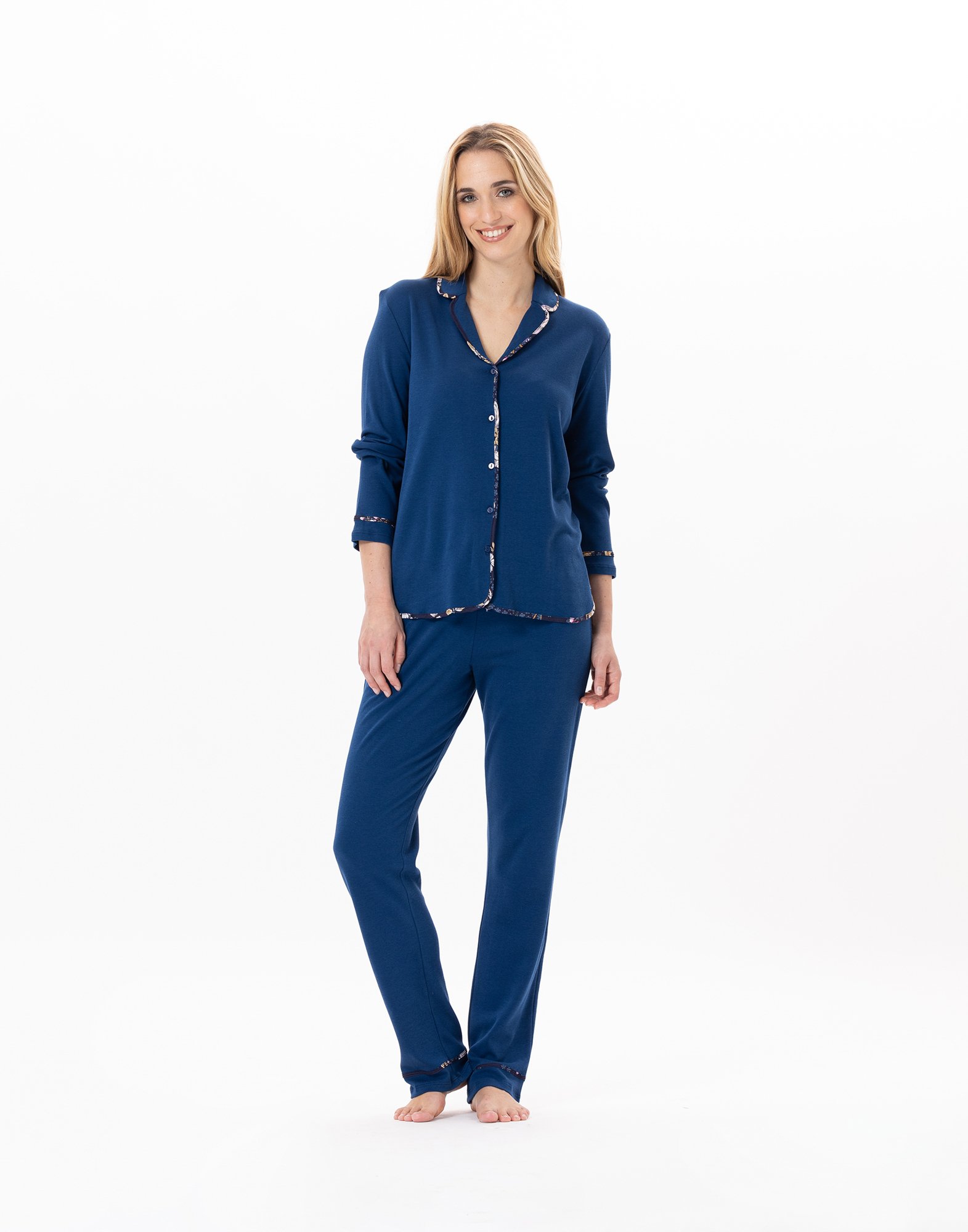 Buttoned cotton pajamas LE CHAT Blue