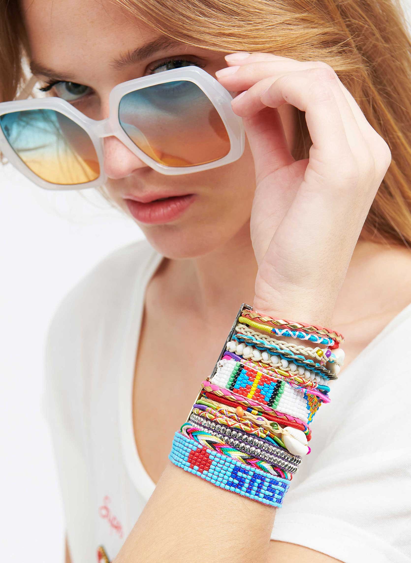 Multistrand bracelet with magnetic clasp and beads HIPANEMA Golden