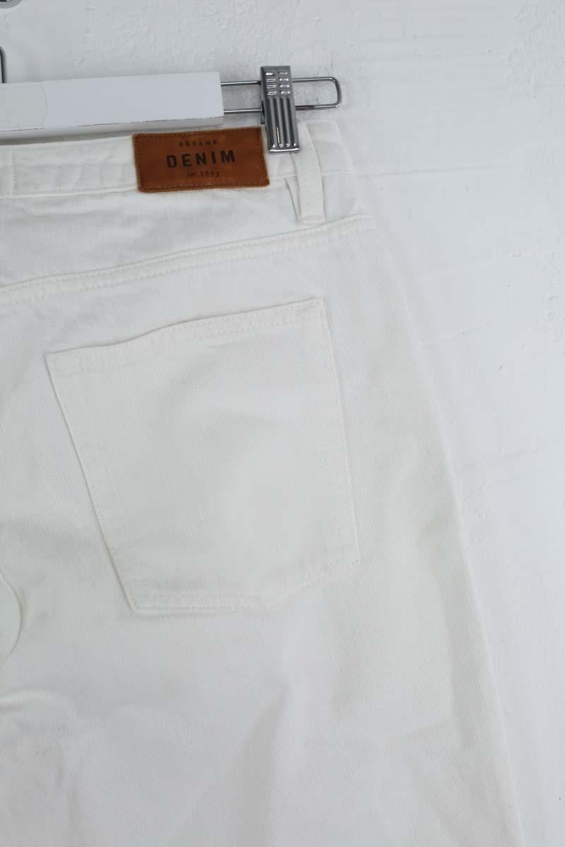 Cotton straight jeans White
