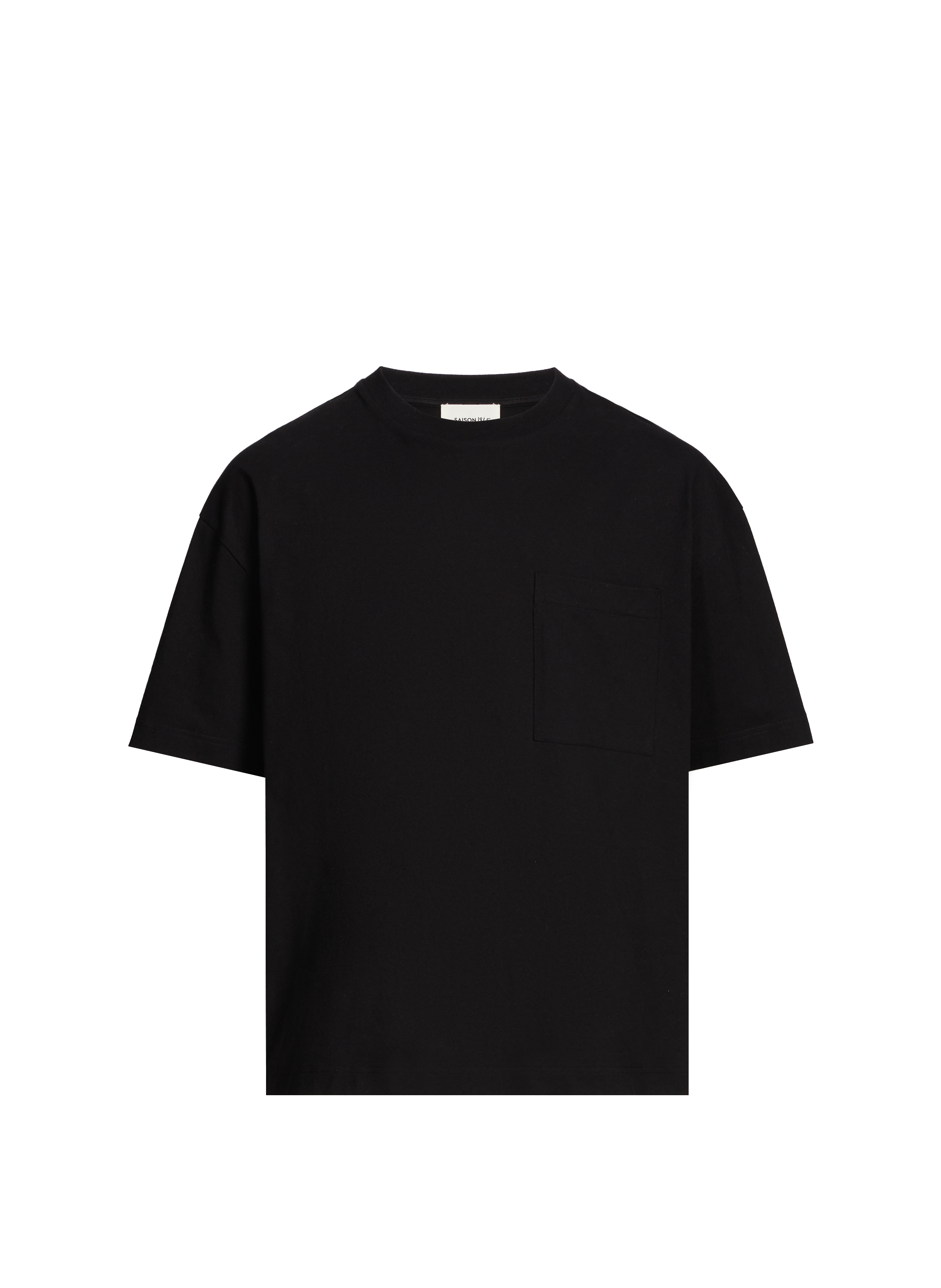Round neck organic cotton T-shirt SAISON 1865 Black
