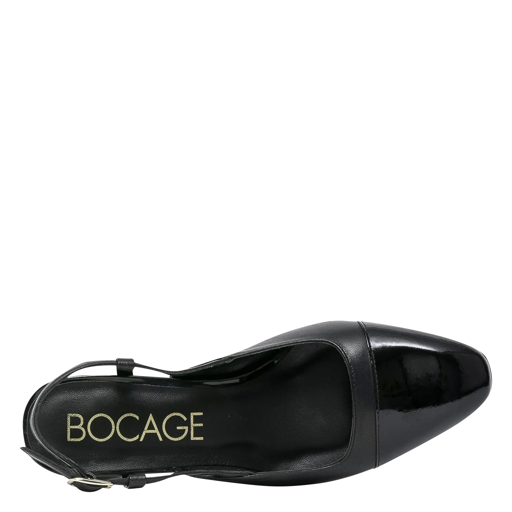 Open-toe patent leather pumps BOCAGE Black