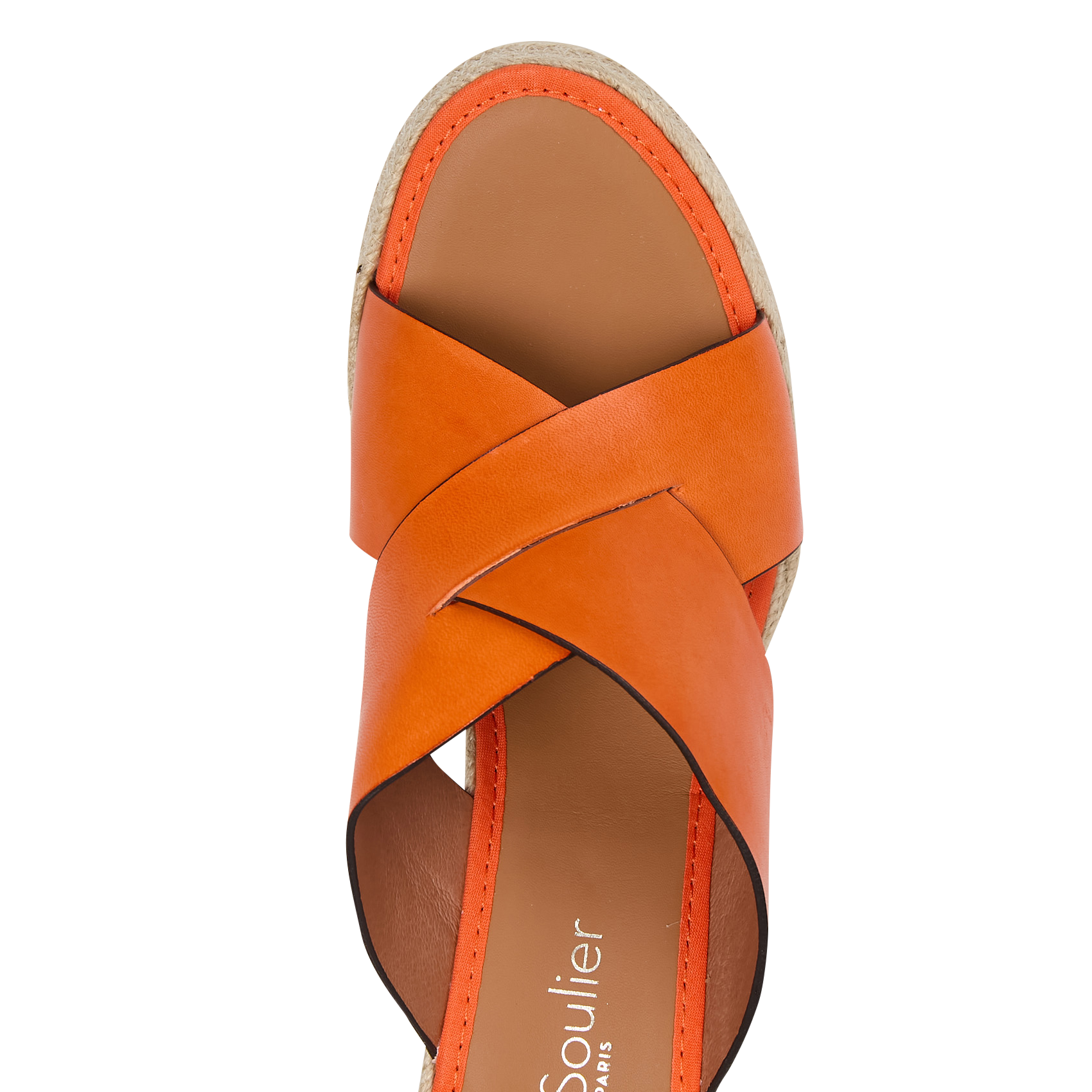 Mules compensées en cuir MON SOULIER Orange