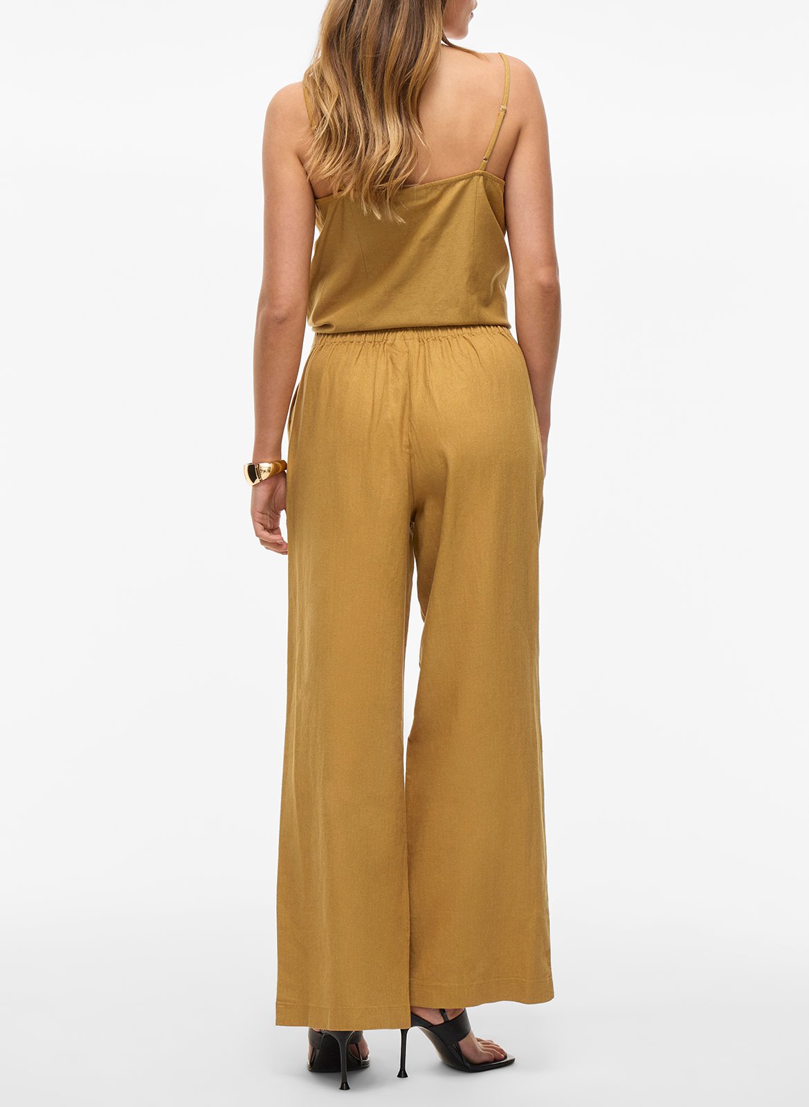 Wide-leg linen-blend pants VILA Brown