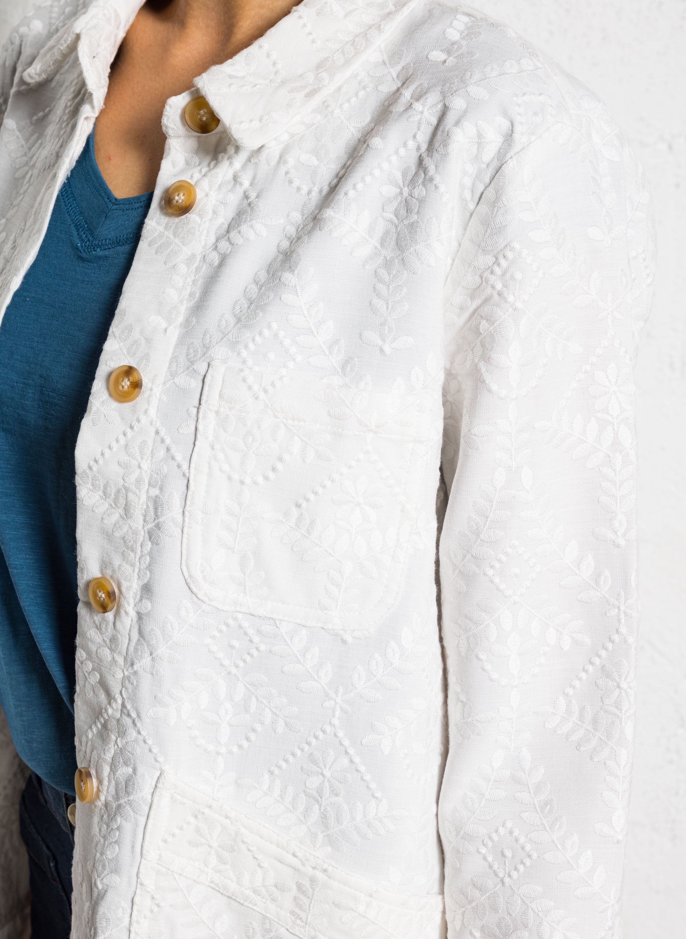 Veste col classique droite en jacquard imprimé LA PETITE ETOILE Beige