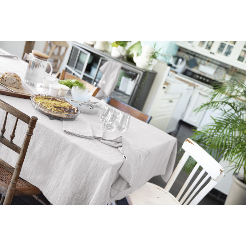 Cotton gauze tablecloth L'EFFET PAPILLON Grey