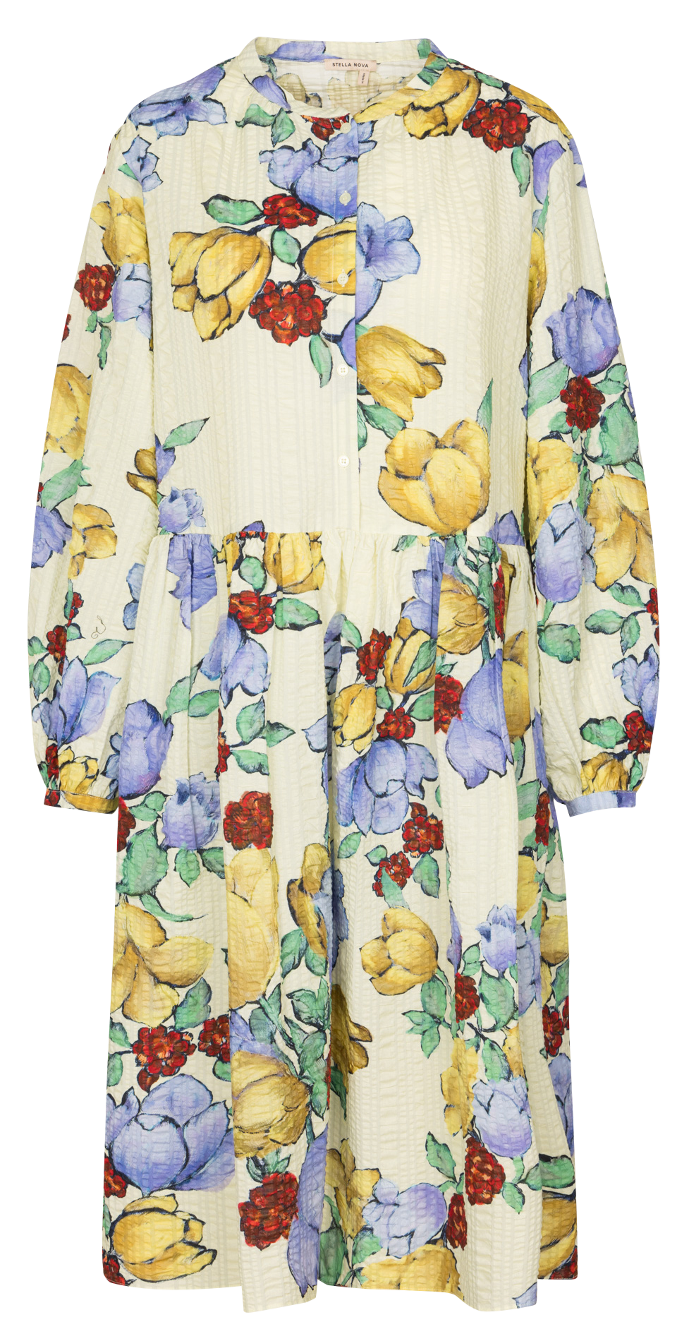 Robe midi col rond en coton bio STELLA NOVA Multicolore