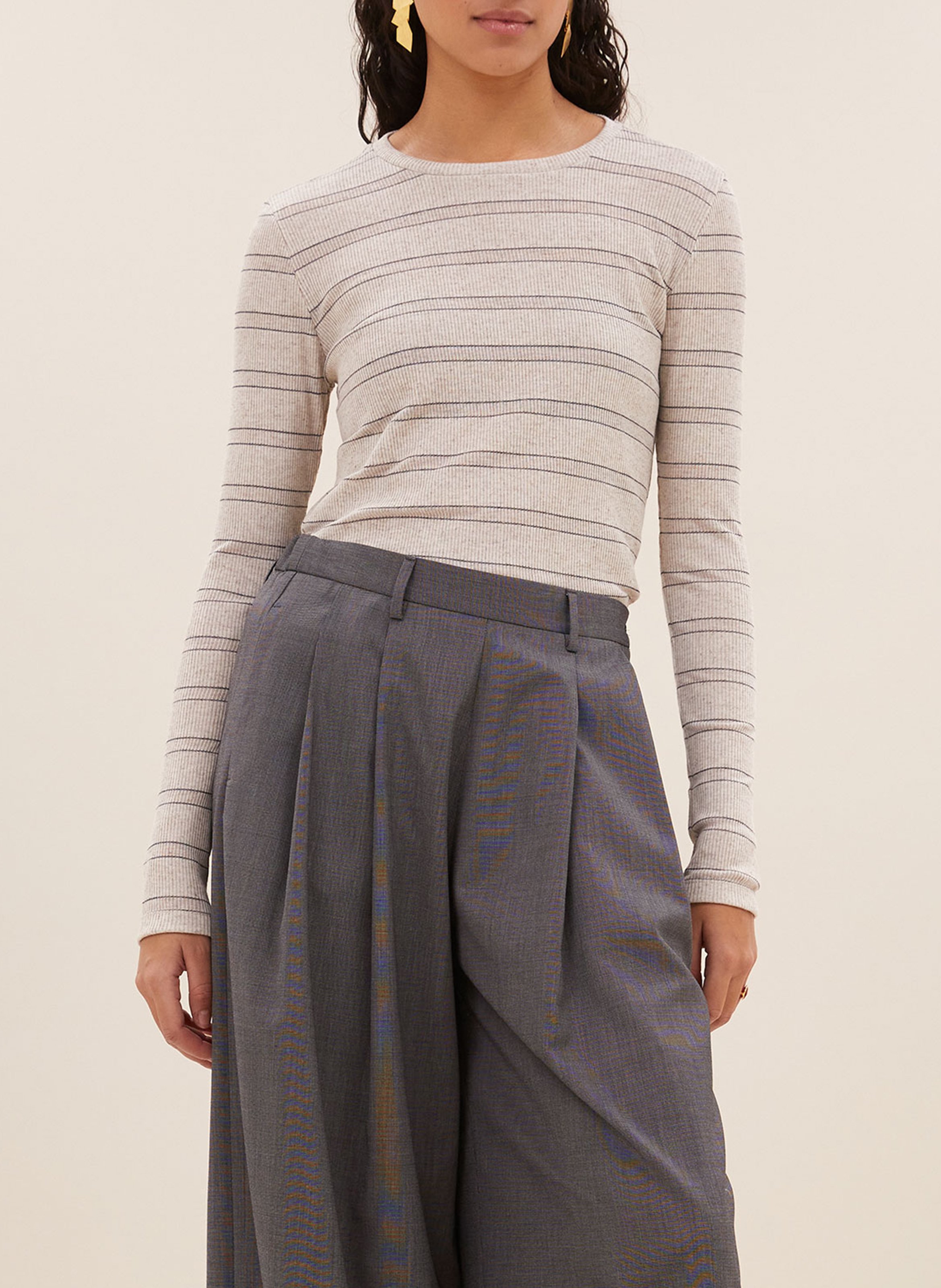 Top met opstaande kraag en print BY BAR Grijs