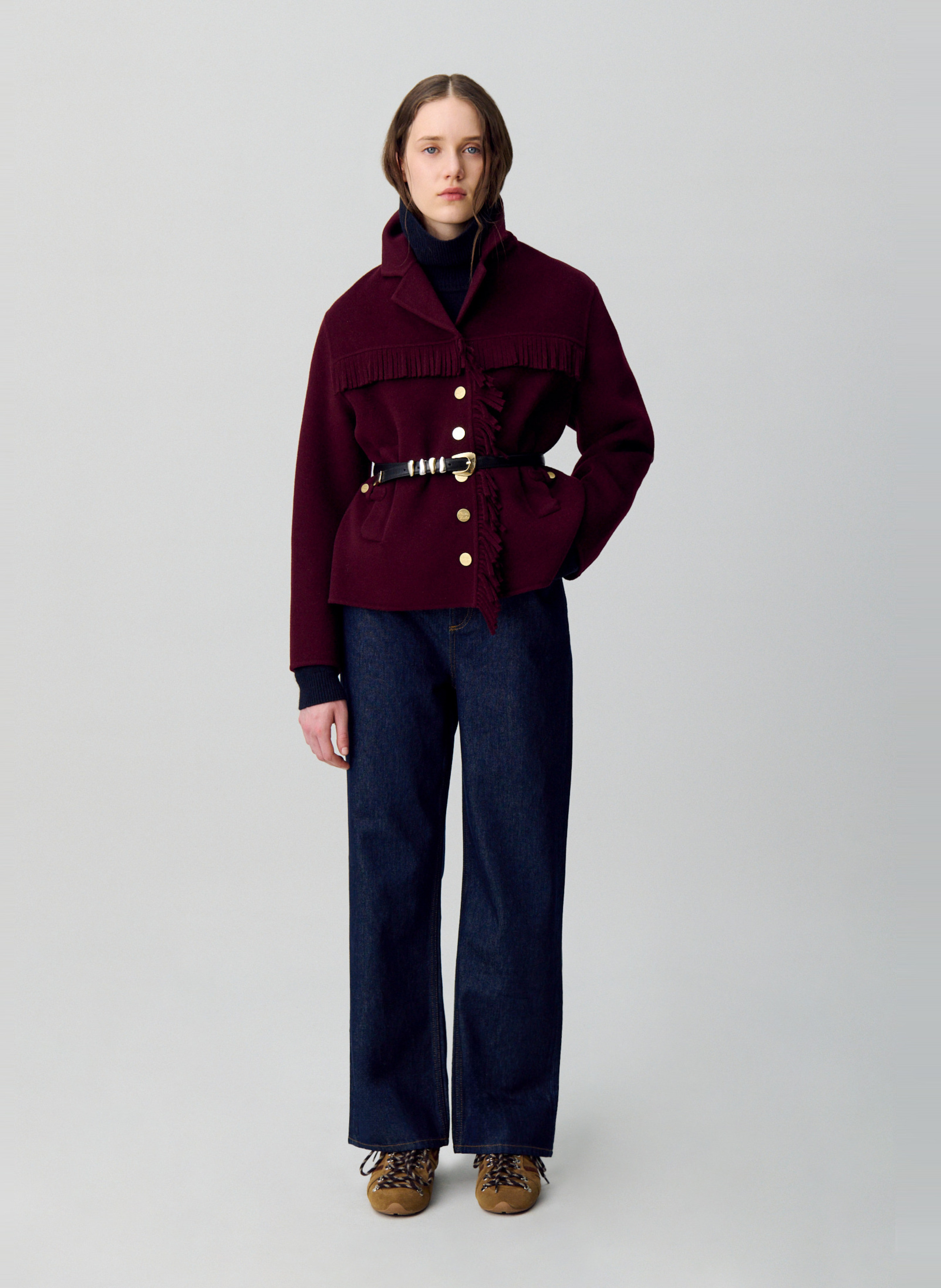 Veste col tailleur en laine mélangée CLAUDIE PIERLOT Rouge