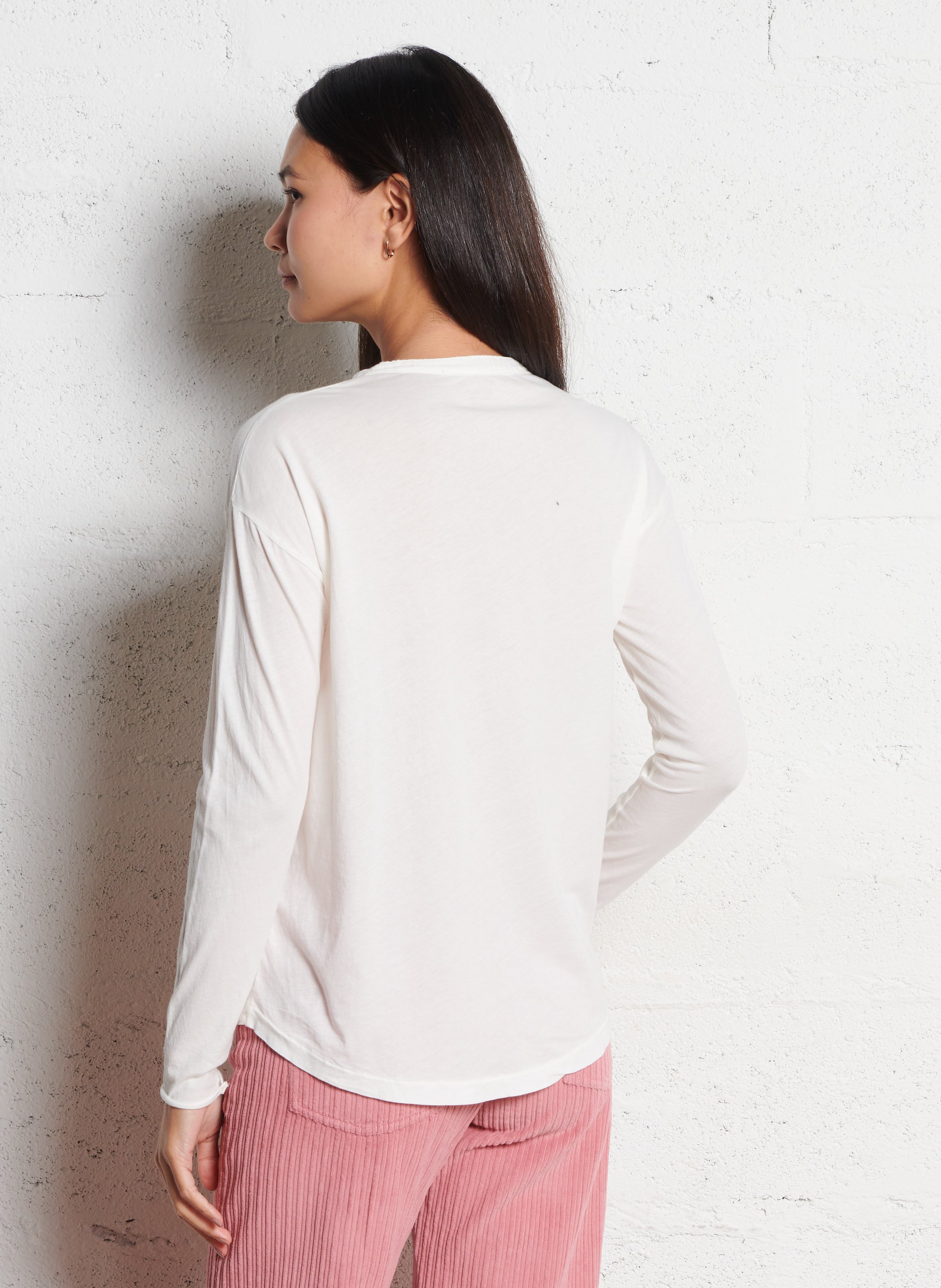 Chemise droite col rond en coton HARTFORD Blanc