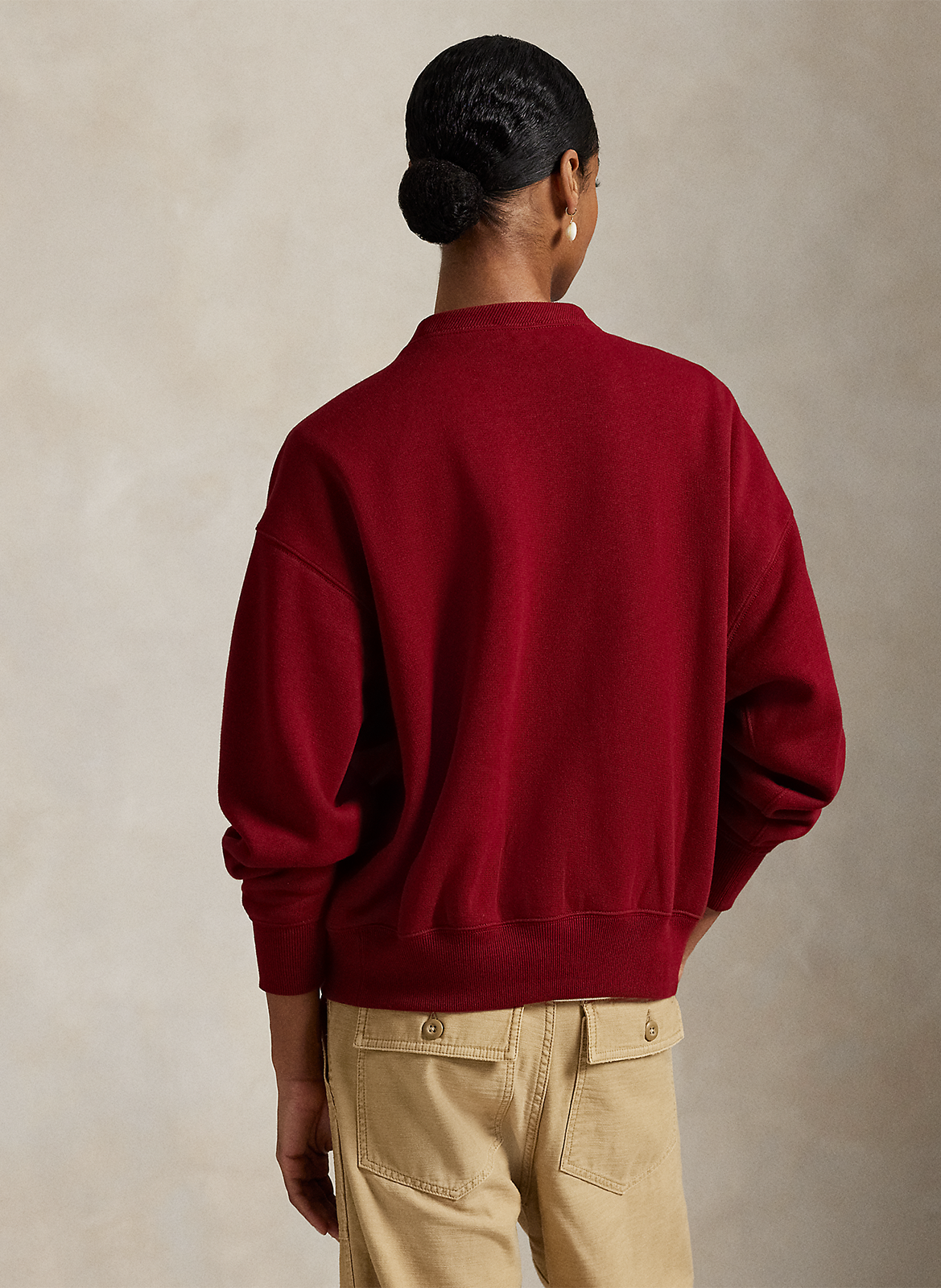 Sweat col rond en coton mélangé POLO RALPH LAUREN Rouge