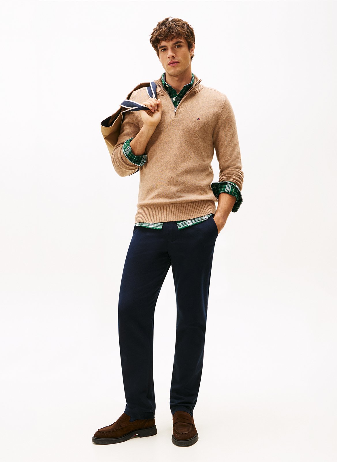 Rodolf wool sweater with zipped neck TOMMY HILFIGER Khaki