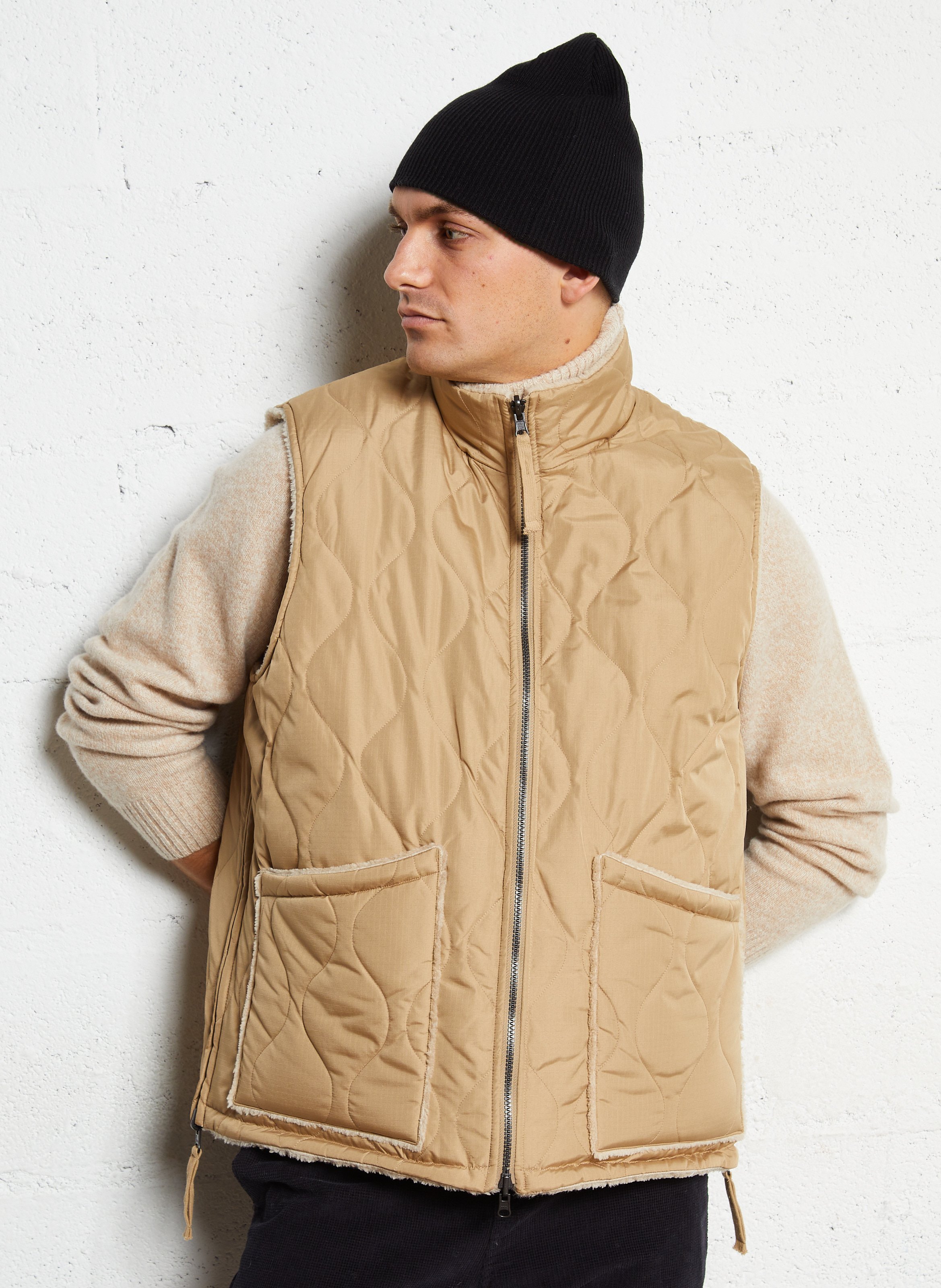 Veste col montant sans manches réversible TAION Beige