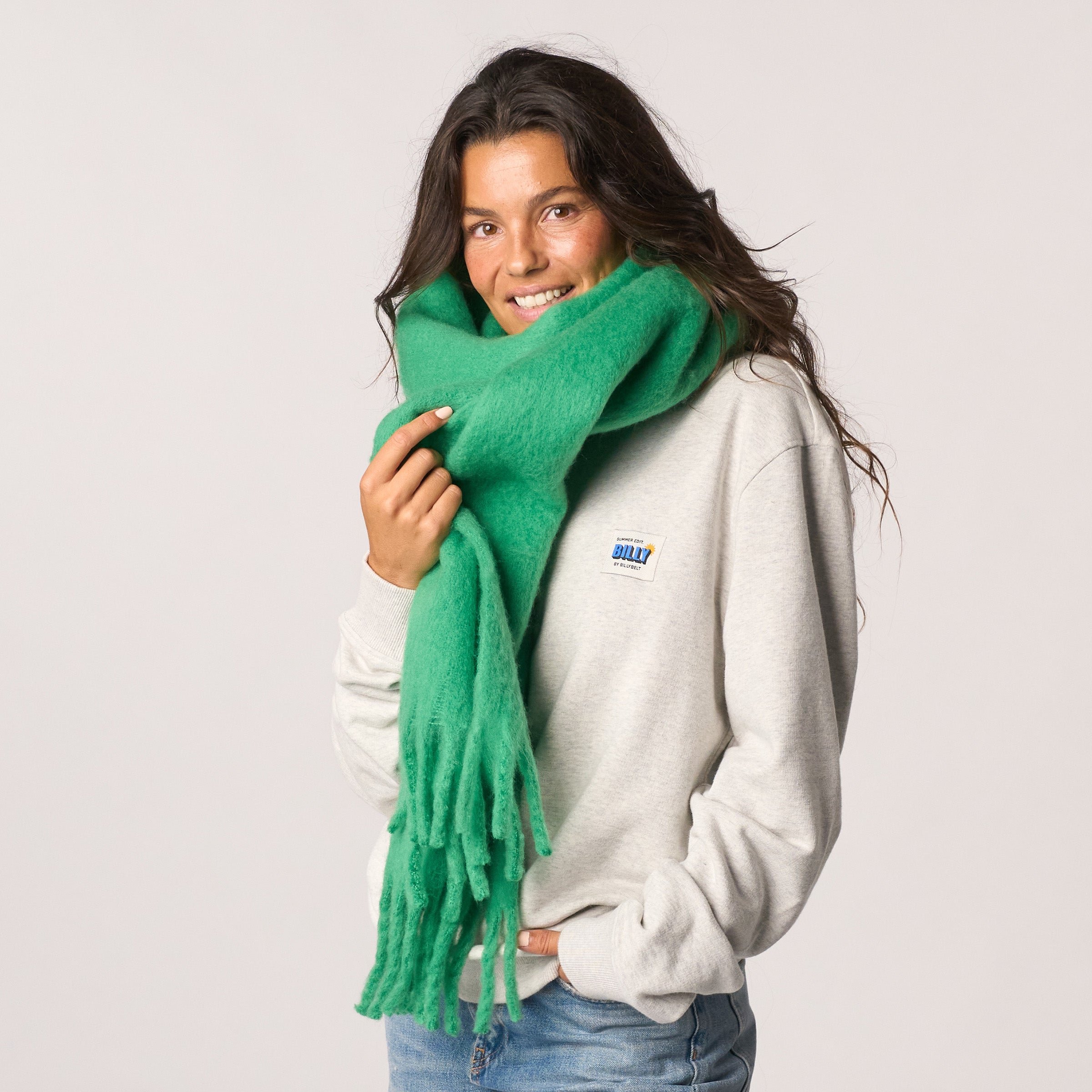 Large fringe scarf BILLYBELT Green
