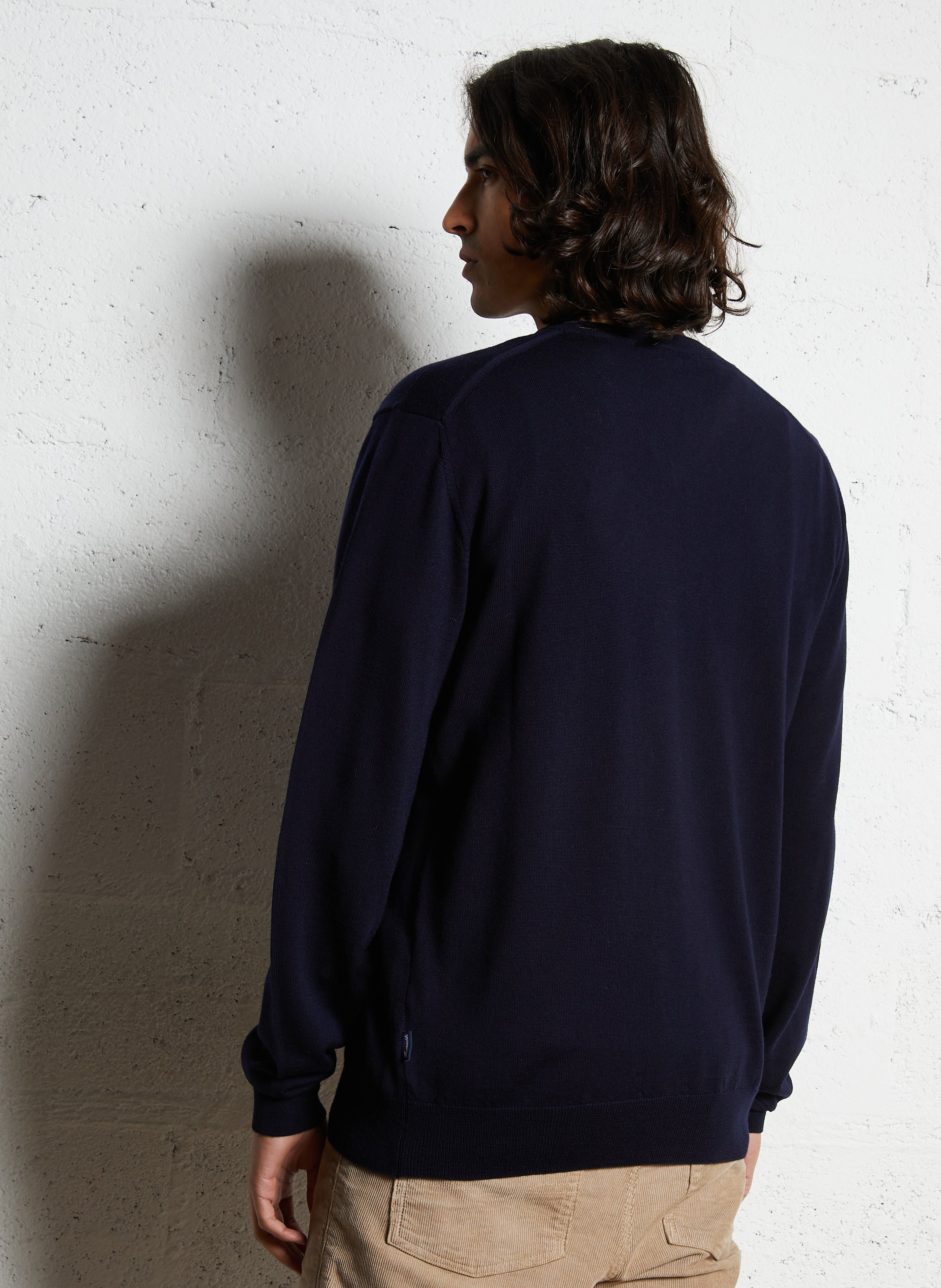 Rechte, wollen trui met V-hals FACONNABLE Blauw