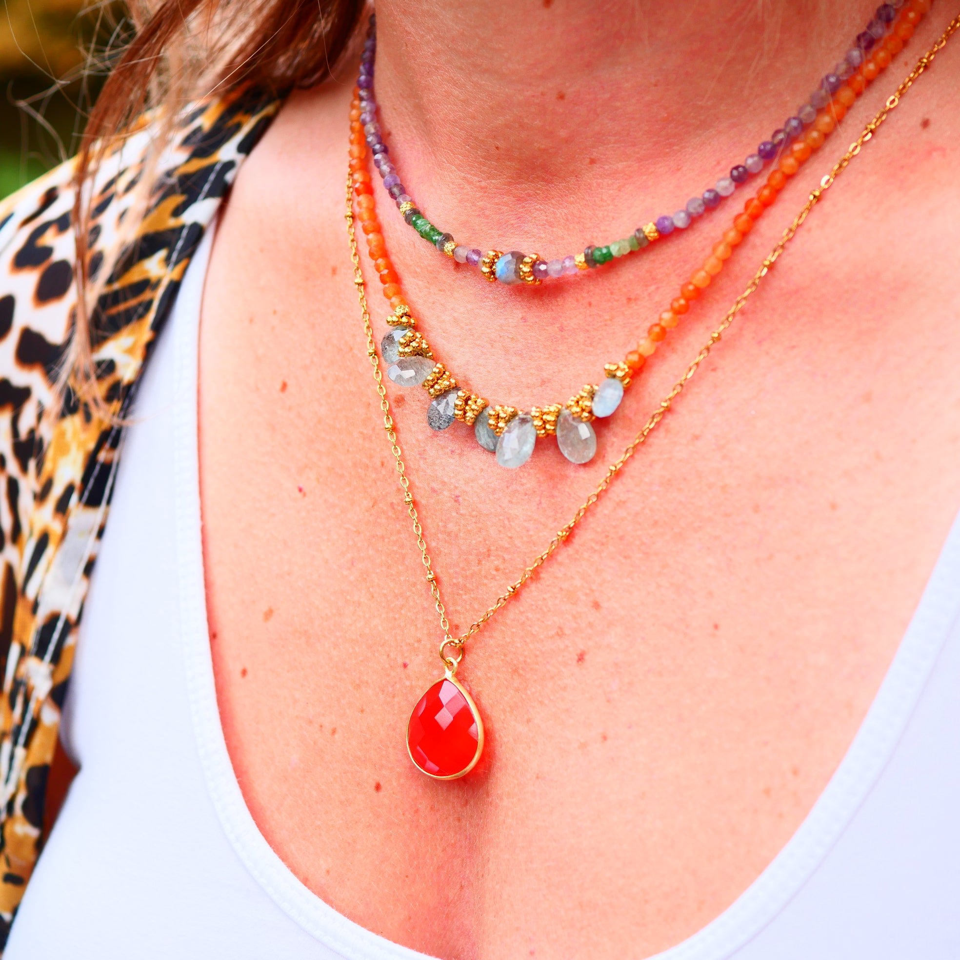 Aventurine necklace GINANDGER Orange