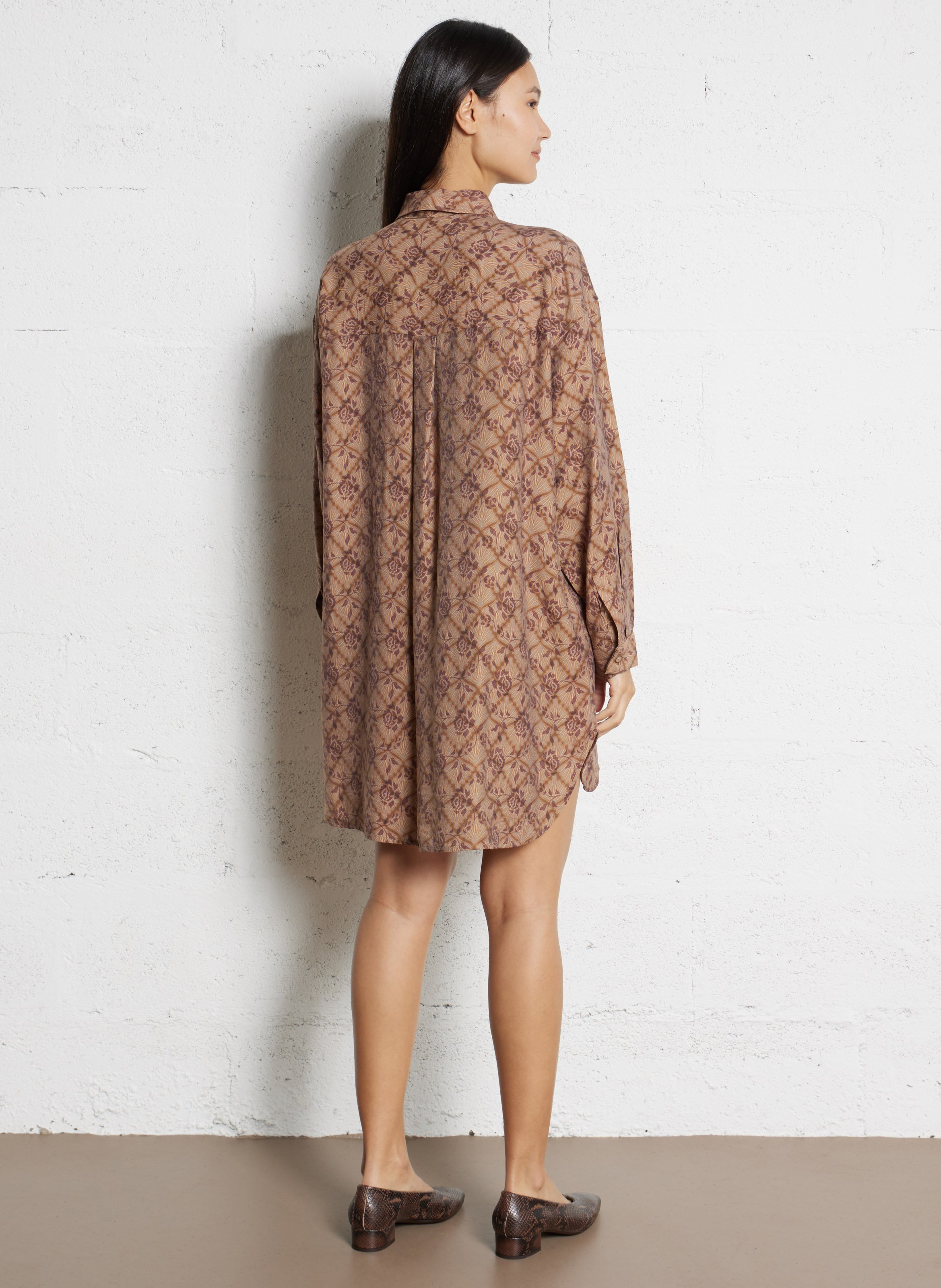 Robe courte ample col classique SEE U SOON Beige