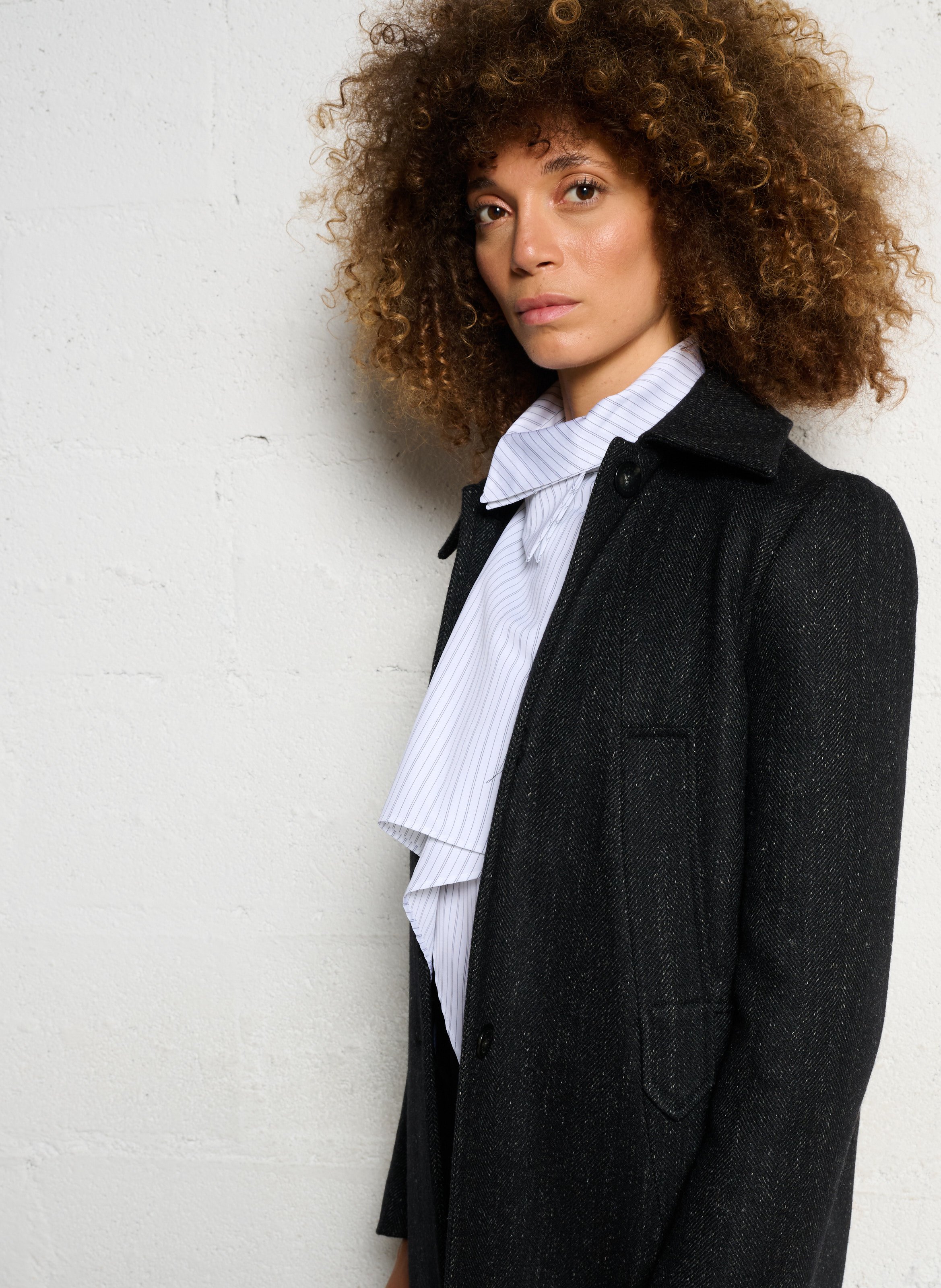 Manteau long col classique en laine mélangée MARGAUX LONNBERG Noir