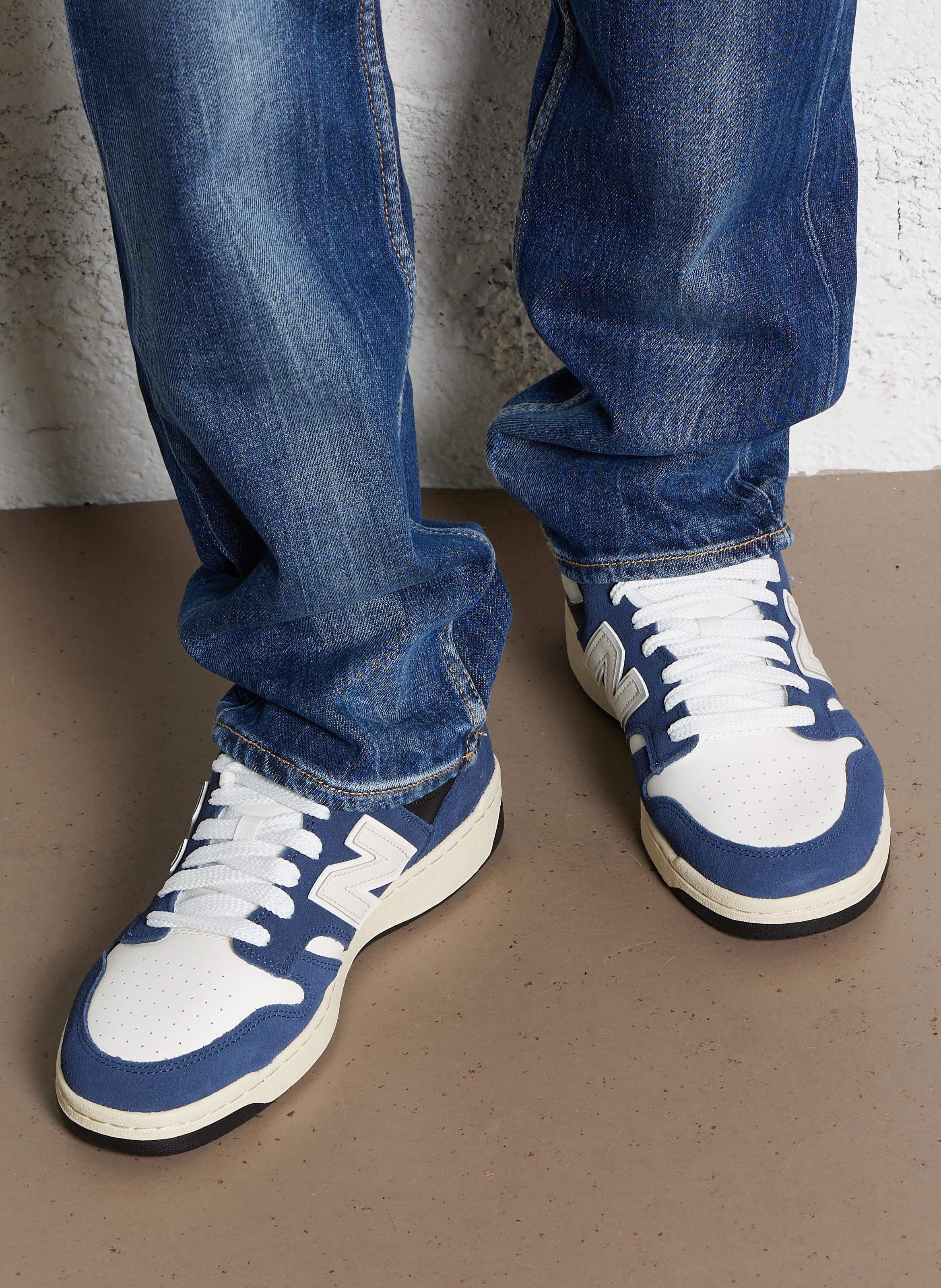 Low-top leather mix sneakers NEW BALANCE Blue