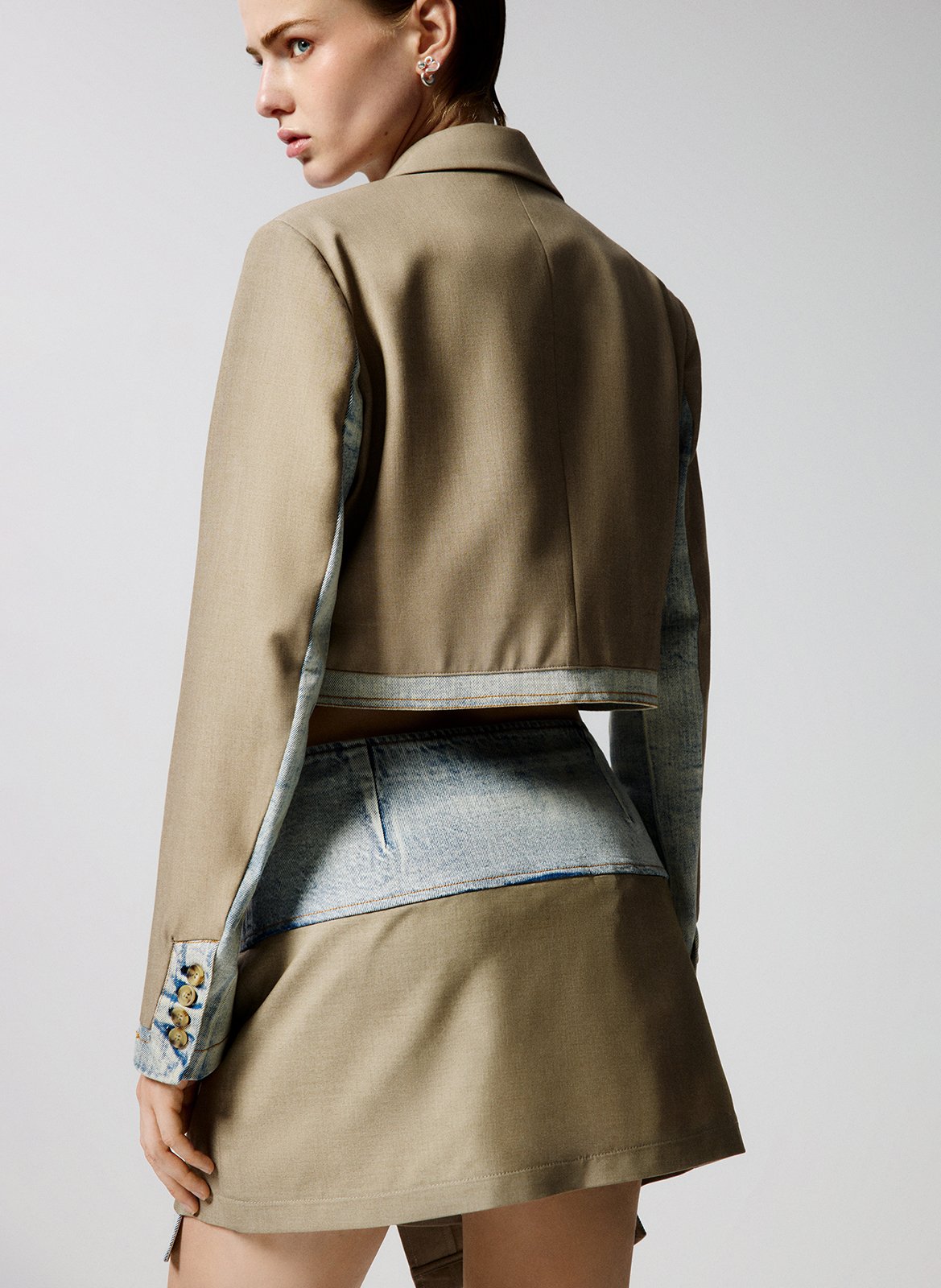 Jupe courte en coton mélangé DESIGUAL Bleu