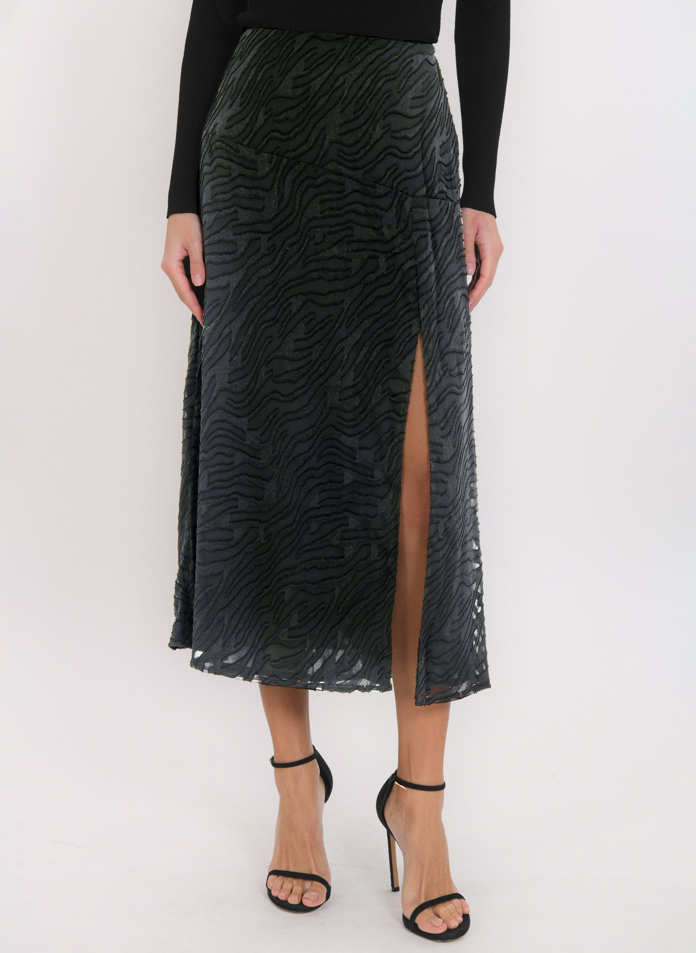 Embroidered midi skirt KOOKAI Black